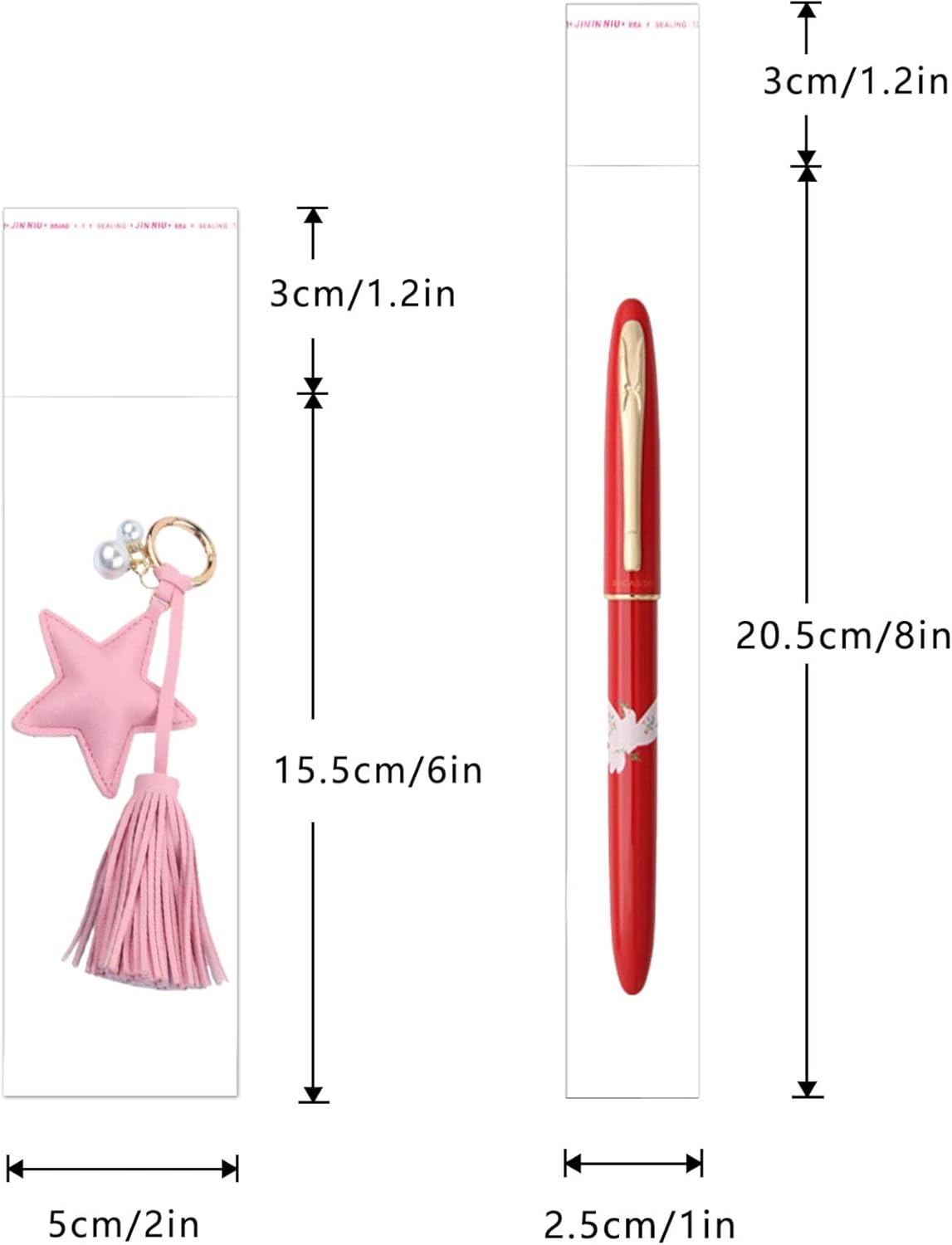 Long Self Adhesive Cellophane Bags 1x8 Clear Self Stick Cello Baggies 100pcs Skinny OPP Poly Glassine Bags 2mil for Toothbrush Pencil Necklace Candy Crafts Coffee Spoon Lip Brush Straw