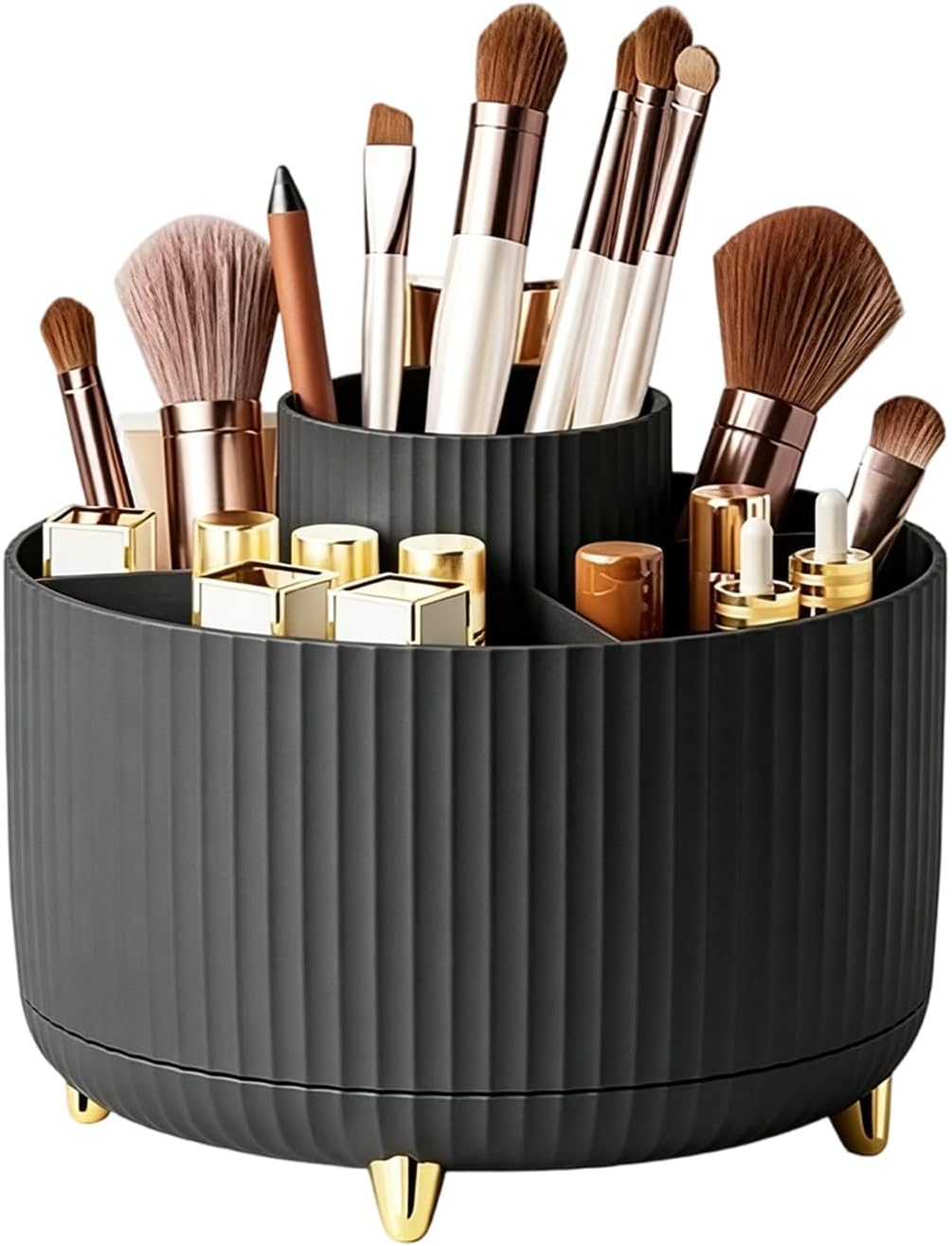 360° Rotating Makeup Brush Holder Organizer, Black