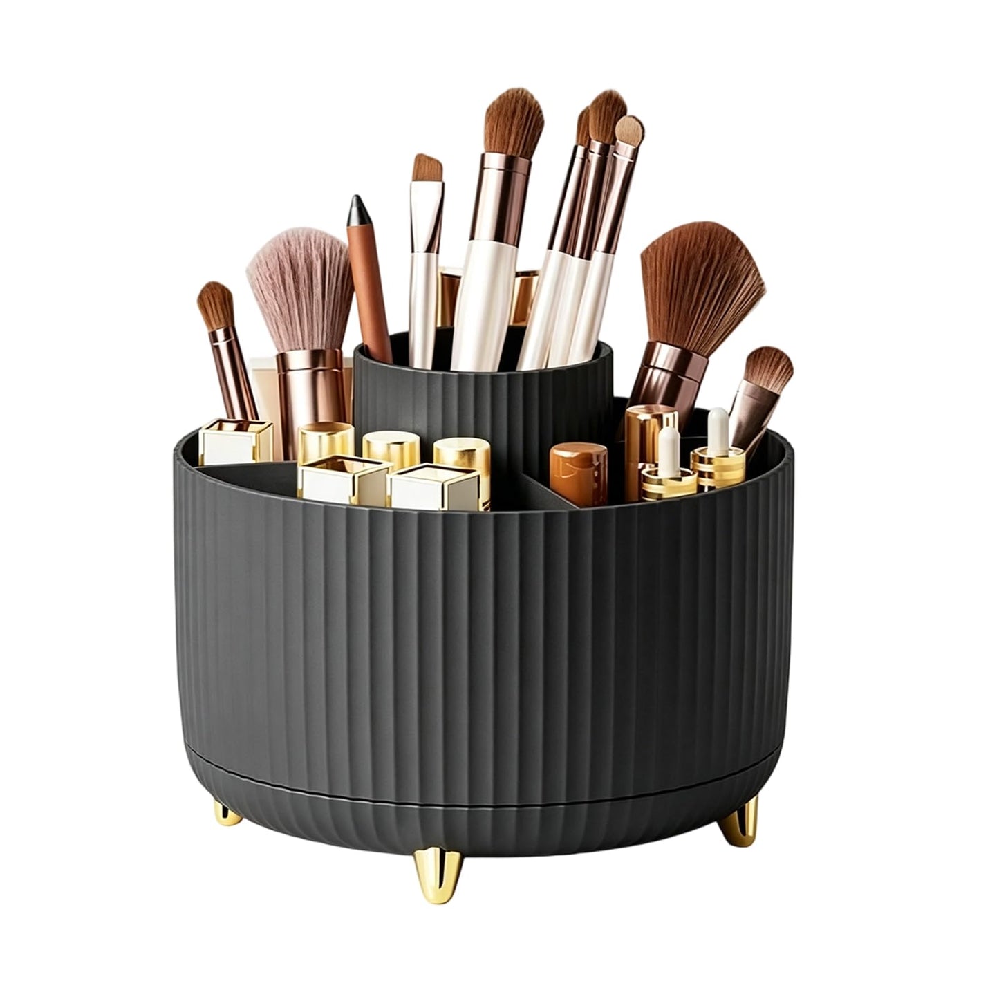 360° Rotating Makeup Brush Holder Organizer, Black