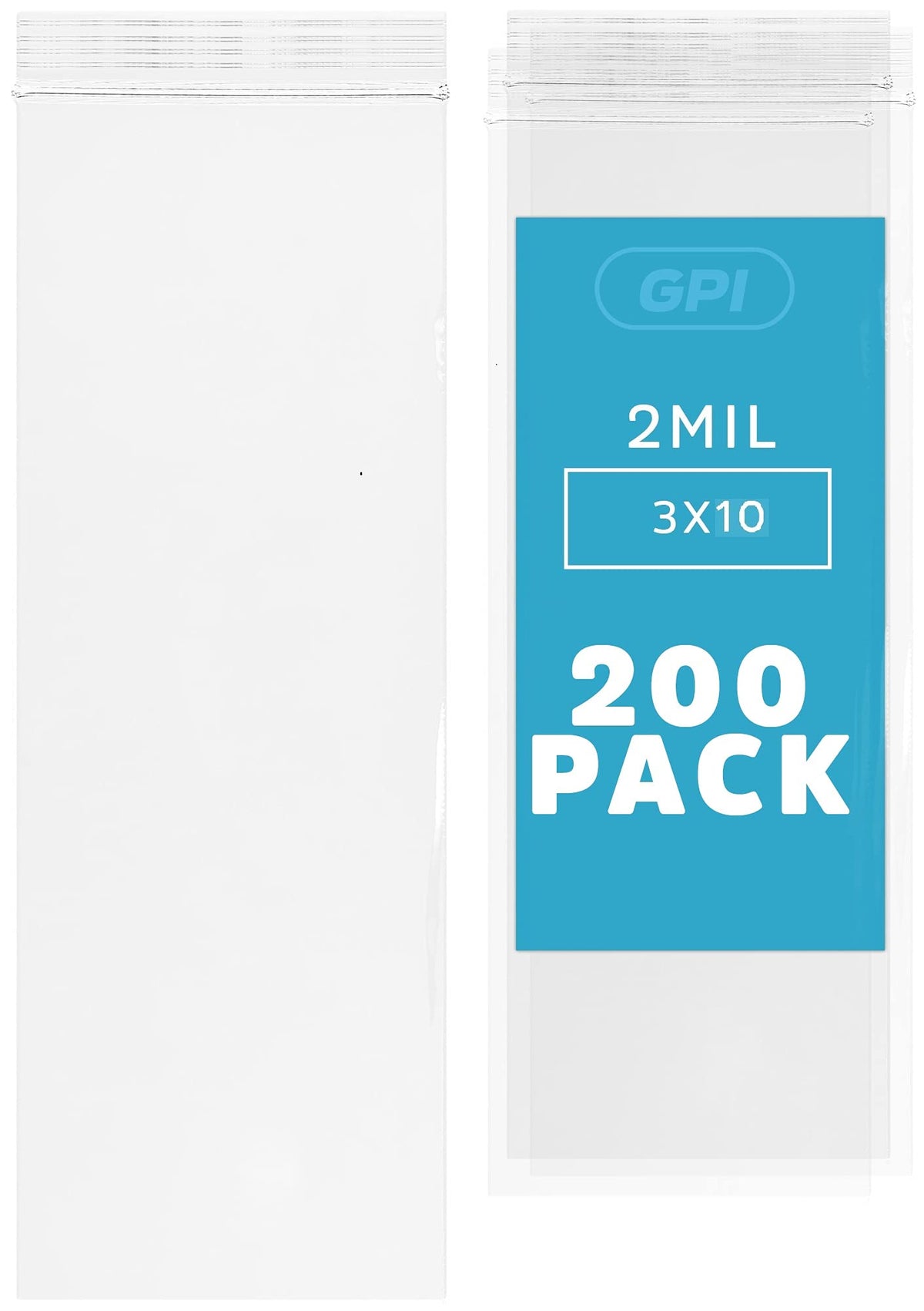 3" x 10" Long Zip Bags, 1000 Pack, Clear Plastic Reclosable Zip Baggies, 2 Mil Thick, Resealable Poly Bags for Packaging Insence, Necklaces, Jewelry & Office Supplies. GPI