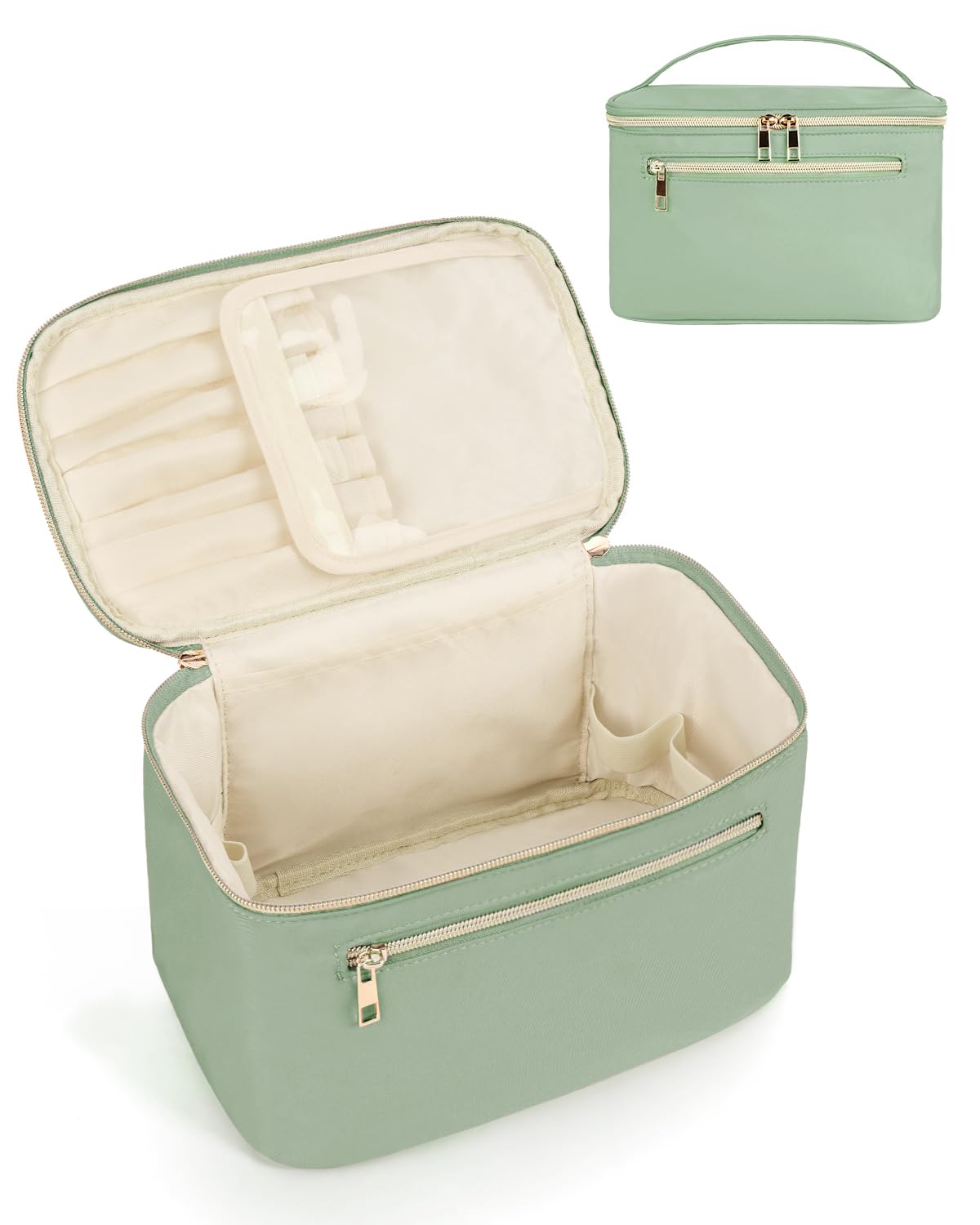 Wandering Nature Makeup Bag, Women Travel Make Up Vanity Case with Handle