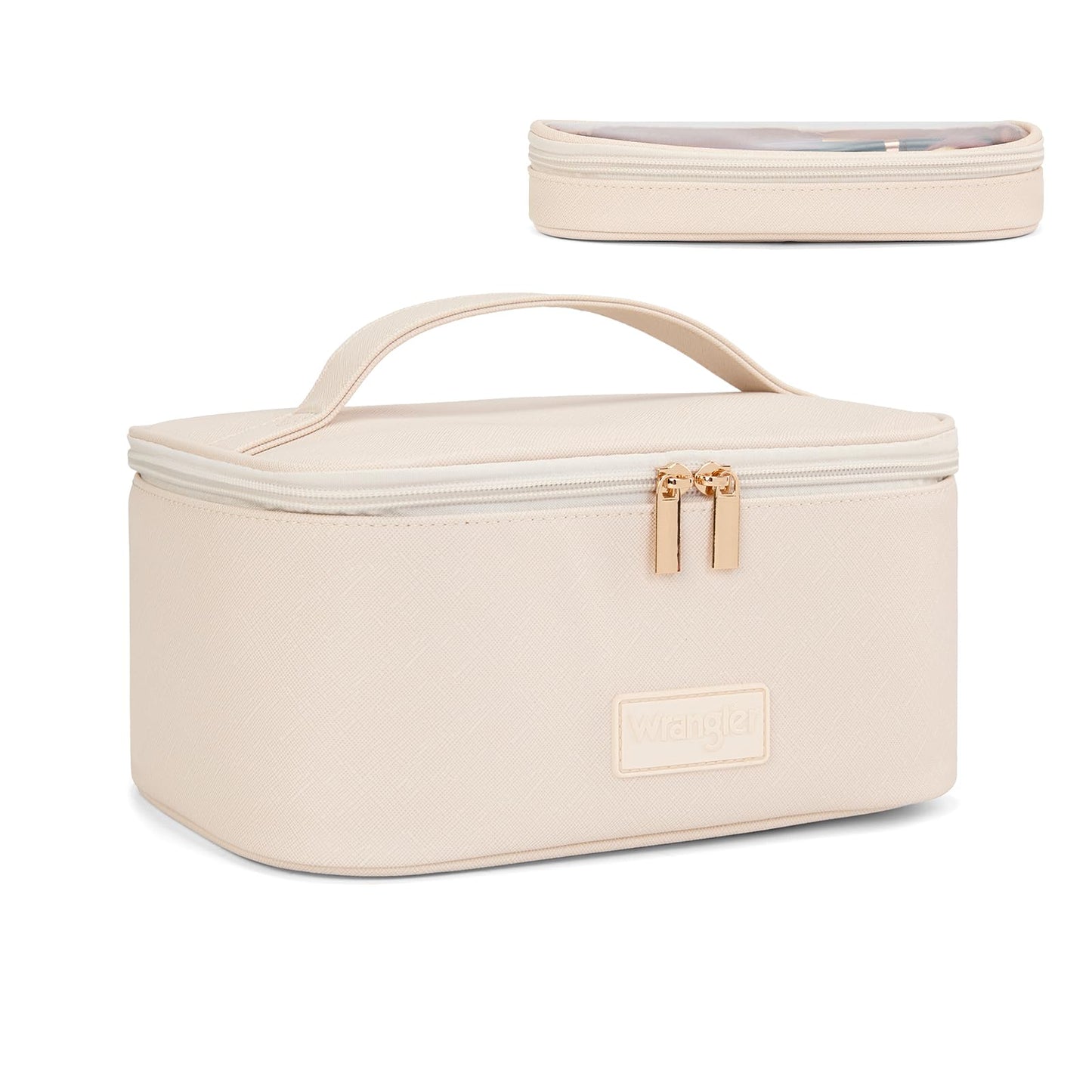 Wrangler Travel Makeup Bag 2pcs Set Cosmetic Bag with Makeup Brush Holder