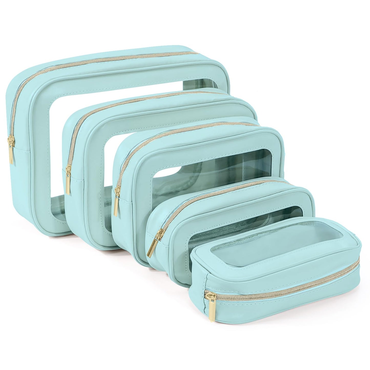 YOPCDJ 5PCS Diaper Bag Organizer Pouch Set, TSA Approved Toiletry Bag，Clear Waterproof TPU Makeup Bag Set Travel Organizer Bags for Women and Kids
