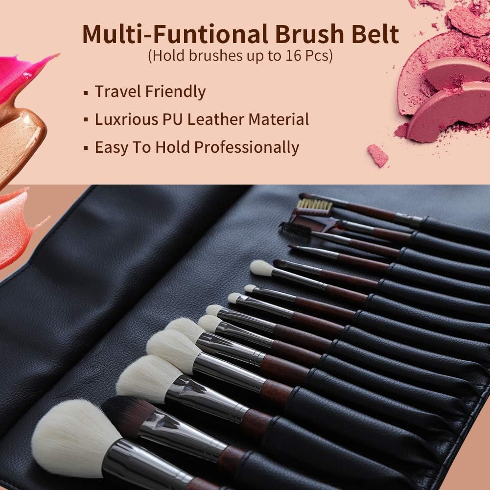 MOND'SUB Makeup Brush Case Travel, makeup brush case roll up,brush holder makeup,Holder Organizer Brushes Pouch Cosmetic Bag for Travel，Rolling Bag Storage Case PU Leather