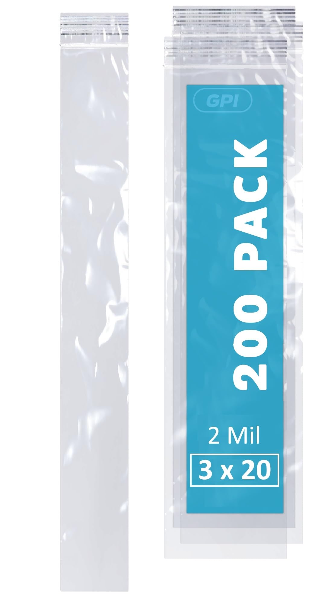 3" x 10" Long Zip Bags, 1000 Pack, Clear Plastic Reclosable Zip Baggies, 2 Mil Thick, Resealable Poly Bags for Packaging Insence, Necklaces, Jewelry & Office Supplies. GPI