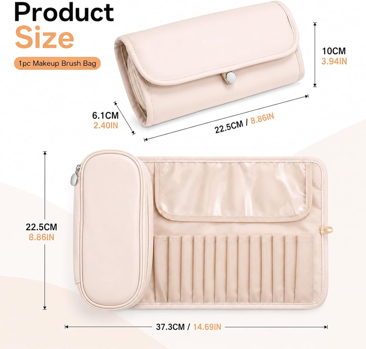 Make Up Brush Bag Travel Brush Holder with Separate Compartment
