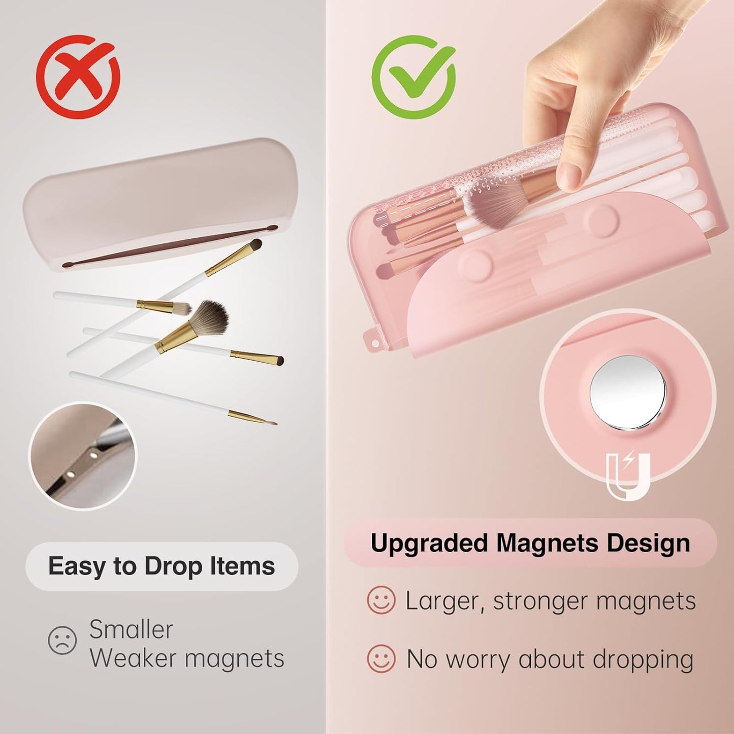 COOL-ANGLE 2-In-1 Magnetic Silicone Makeup Brush and Sponge Case Khaki