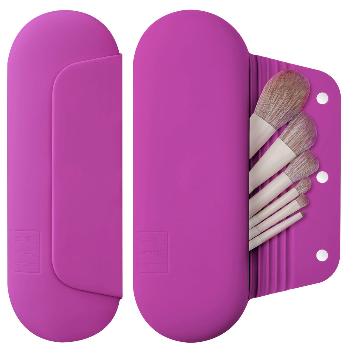 AGIKET Soft Silicone Makeup Brush Holder Large Travel Portable Cosmetic Bag