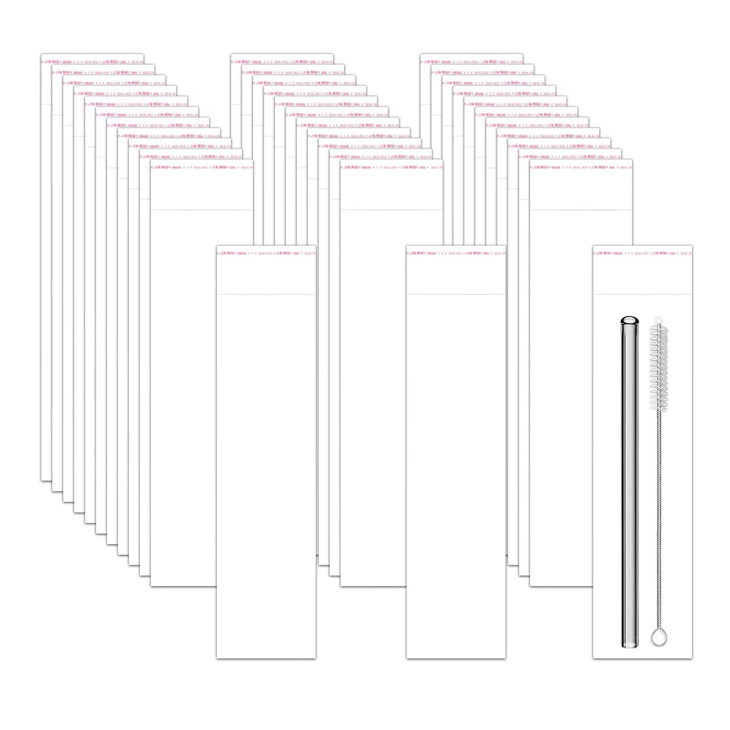 Long Self Adhesive Cellophane Bags 1x8 Clear Self Stick Cello Baggies 100pcs Skinny OPP Poly Glassine Bags 2mil for Toothbrush Pencil Necklace Candy Crafts Coffee Spoon Lip Brush Straw
