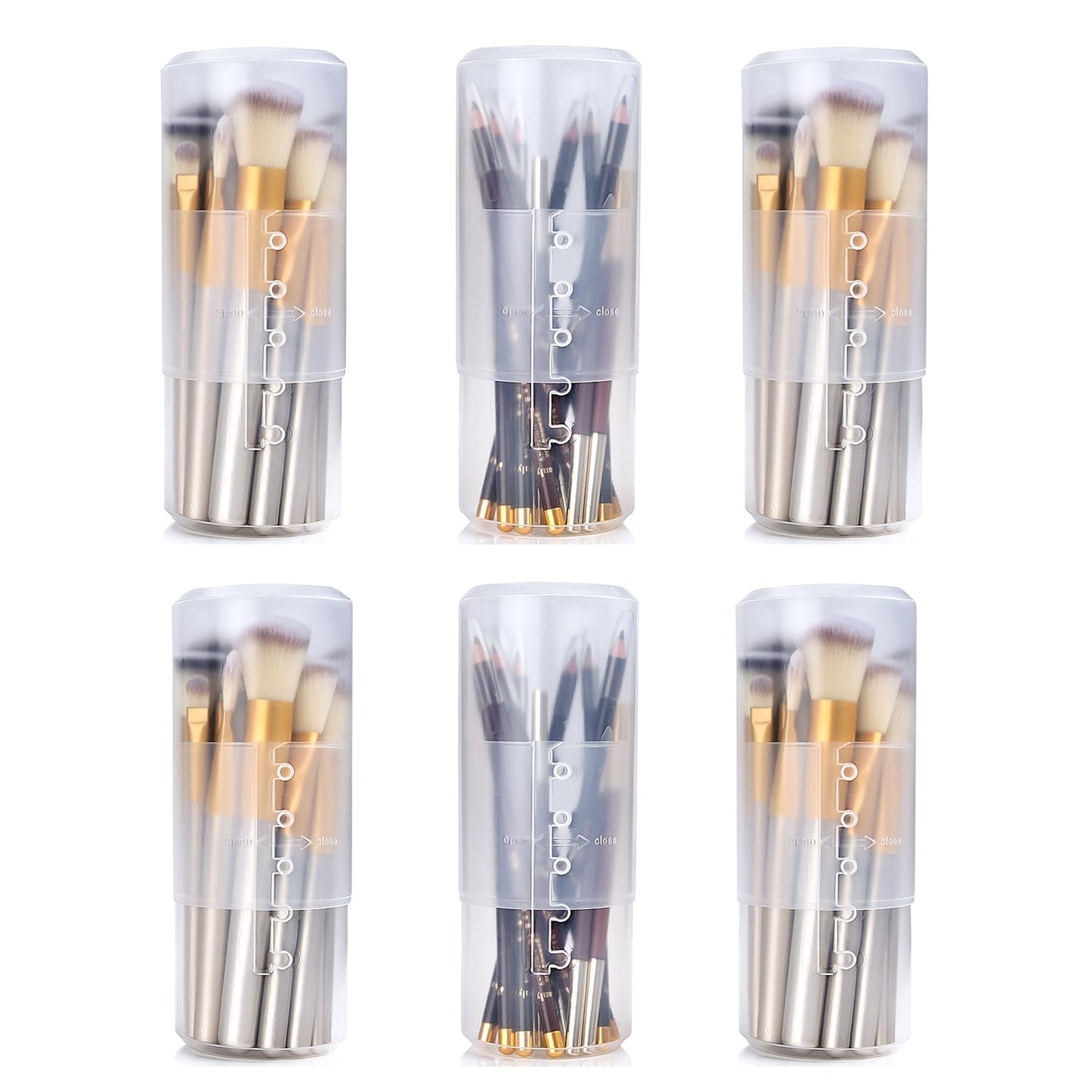 OCHEAL 2 Pack Transparent Plastic Makeup Brush Holders, Dual Use, Lightweight, Spacious