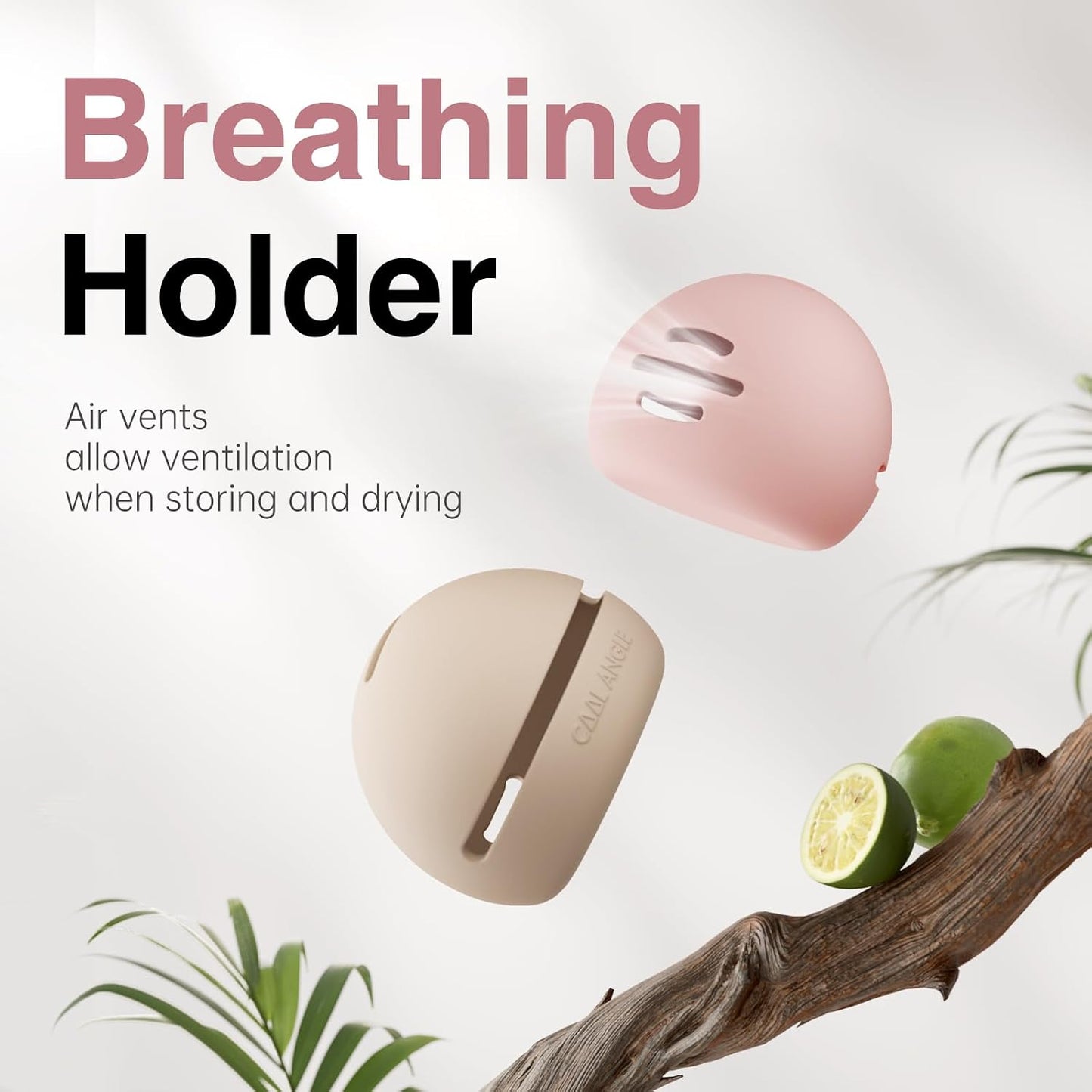 COOL-ANGLE 2-In-1 Magnetic Silicone Makeup Brush and Sponge Case Khaki