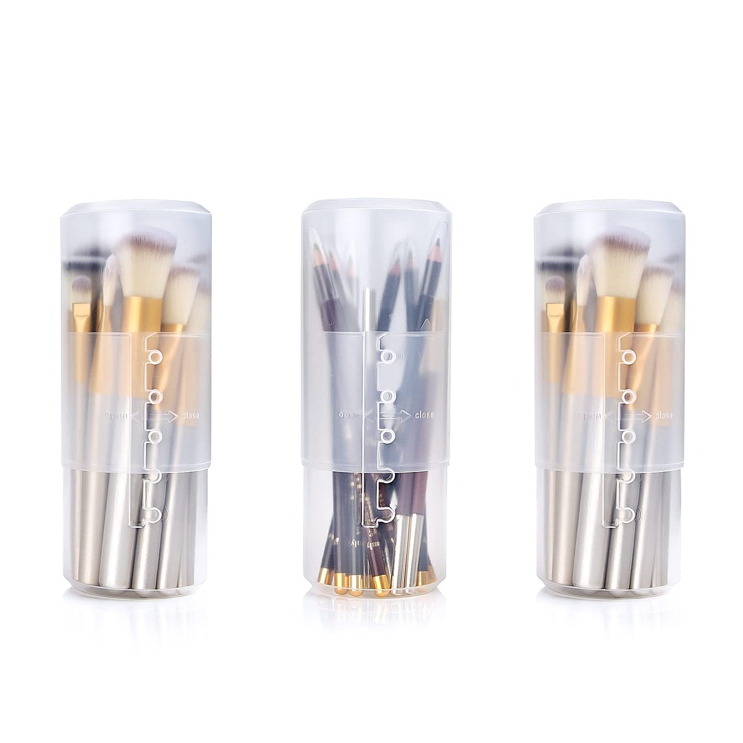 OCHEAL 2 Pack Transparent Plastic Makeup Brush Holders, Dual Use, Lightweight, Spacious
