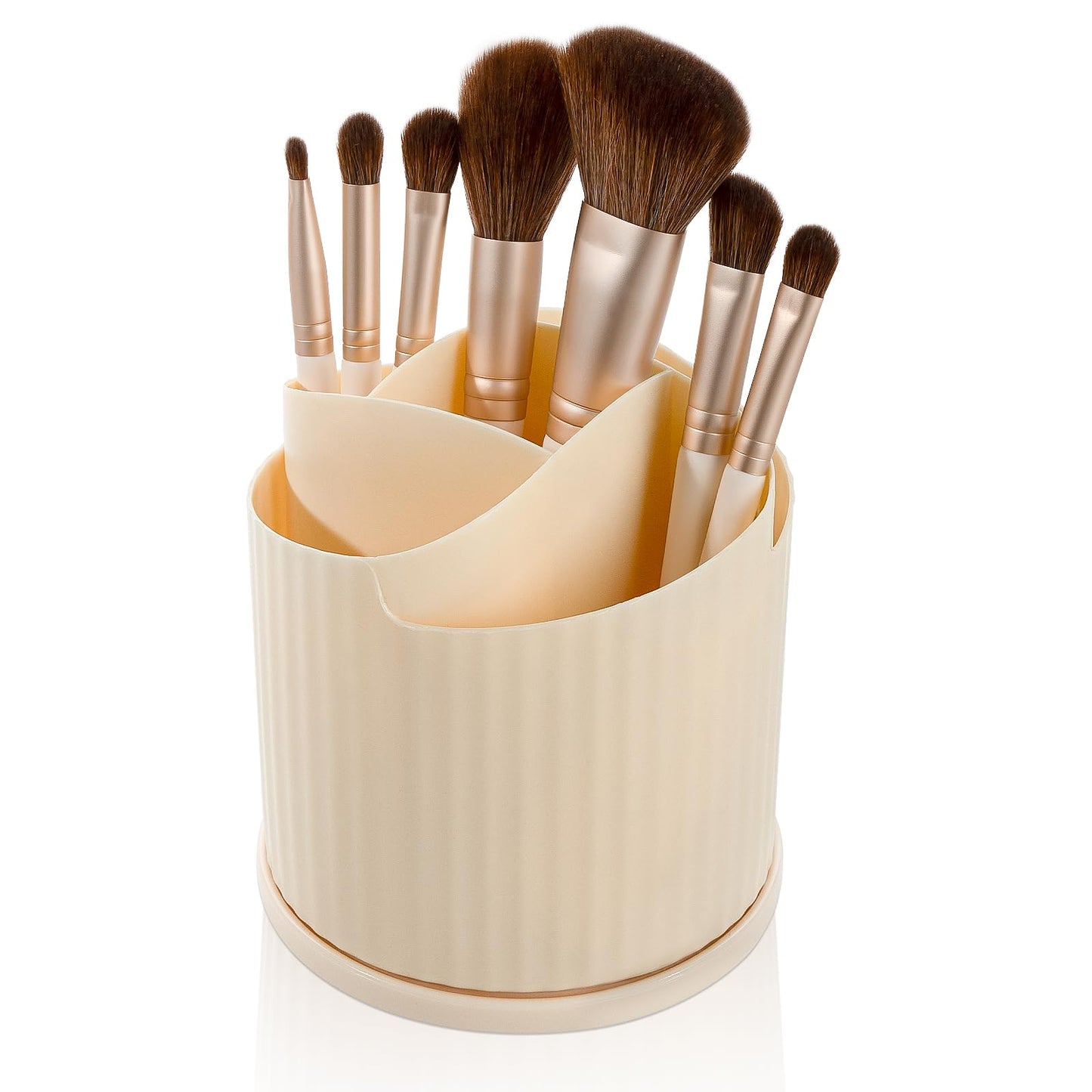 360 Rotating Makeup Brush Holder Make Up Brushes Organizer, Stripe White