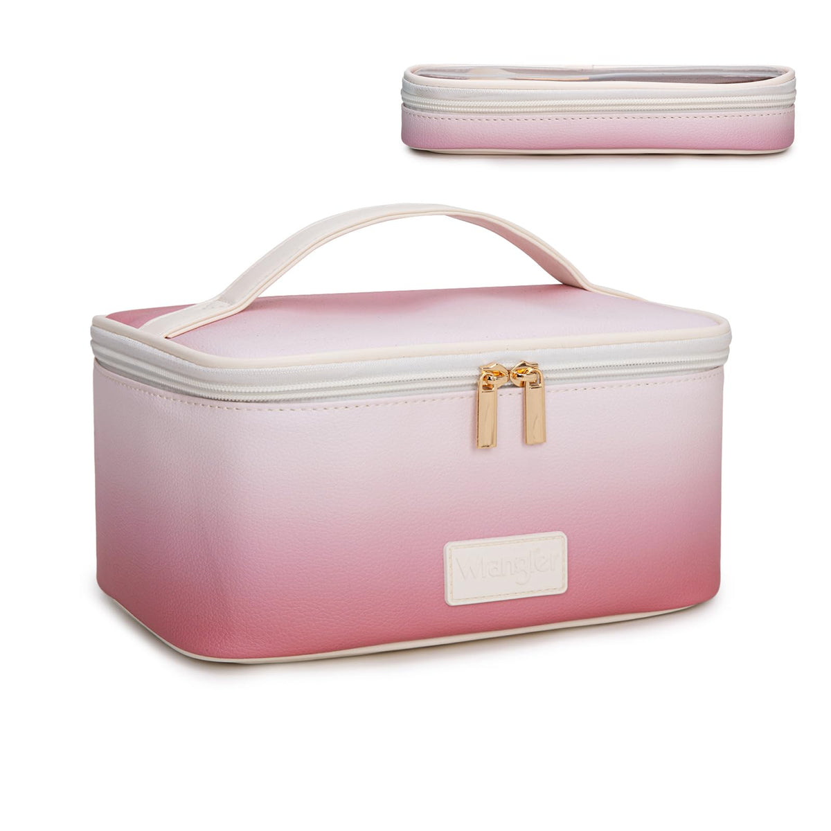 Wrangler Travel Makeup Bag 2pcs Set Cosmetic Bag with Makeup Brush Holder