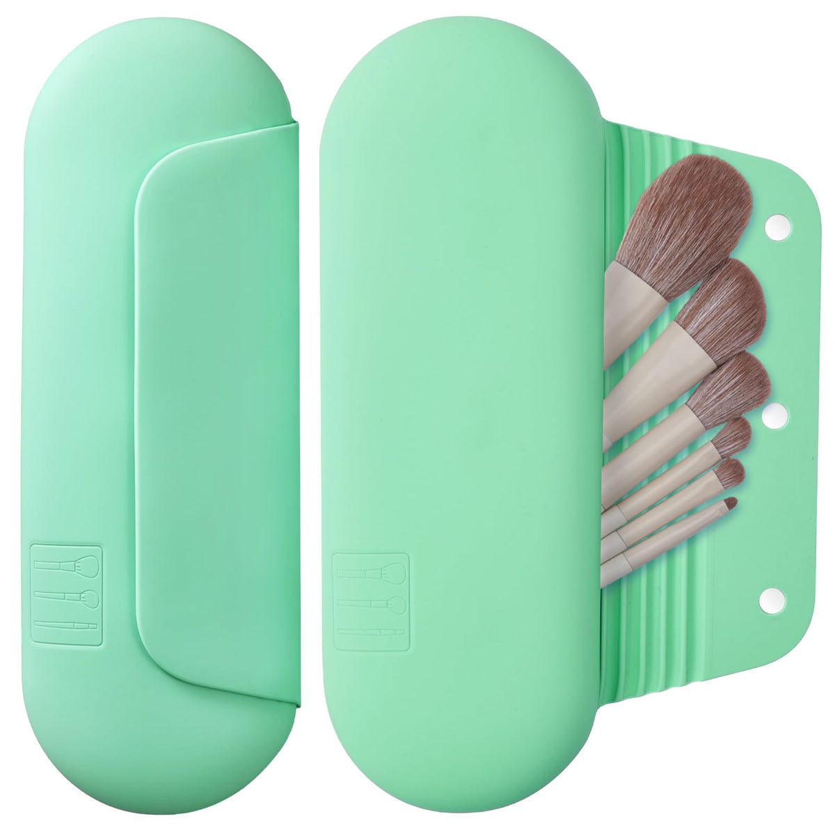 AGIKET Soft Silicone Makeup Brush Holder Large Travel Portable Cosmetic Bag