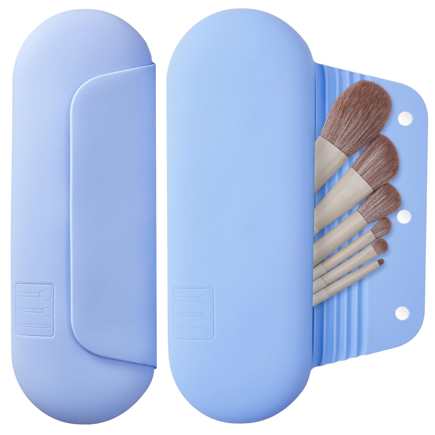 AGIKET Soft Silicone Makeup Brush Holder Large Travel Portable Cosmetic Bag