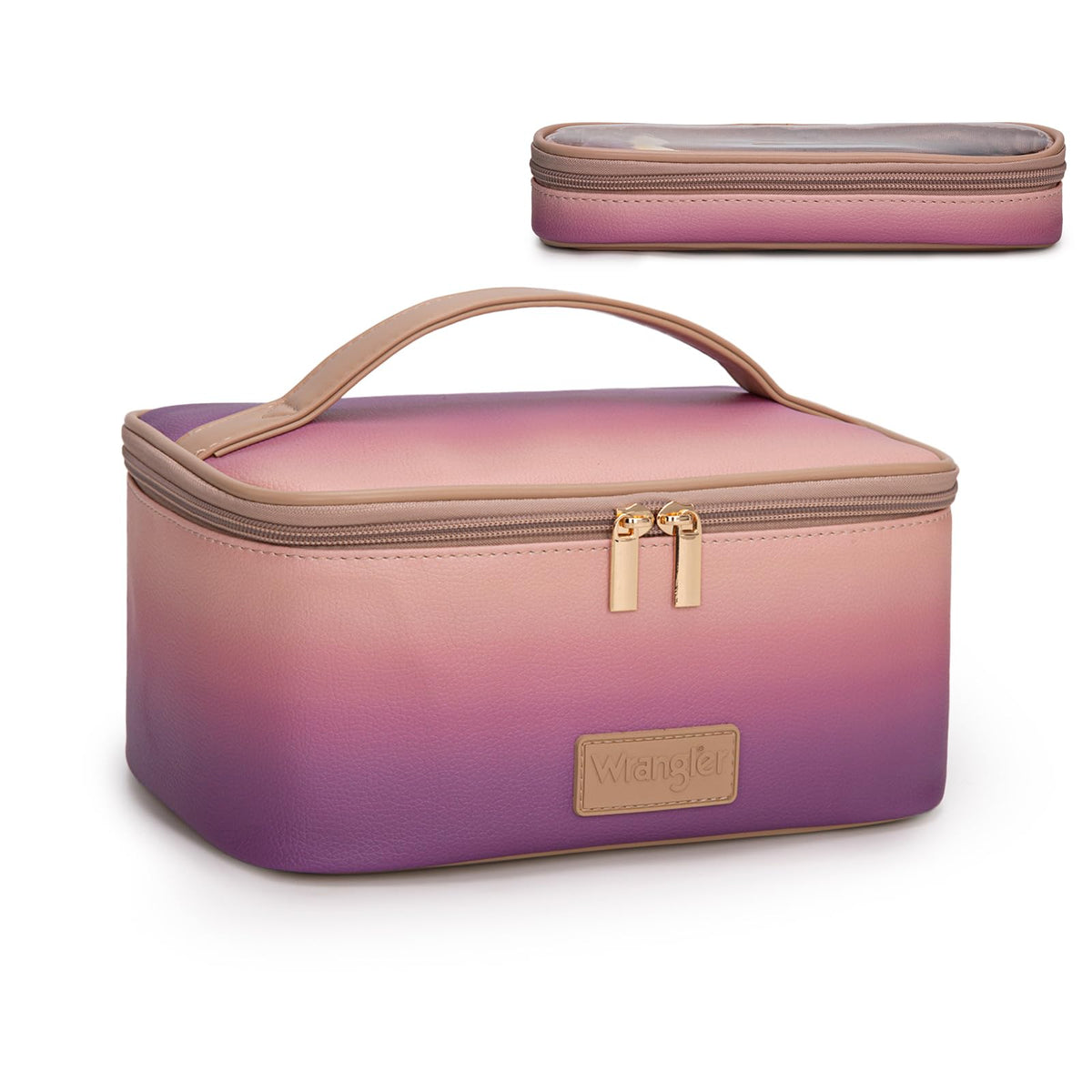 Wrangler Travel Makeup Bag 2pcs Set Cosmetic Bag with Makeup Brush Holder
