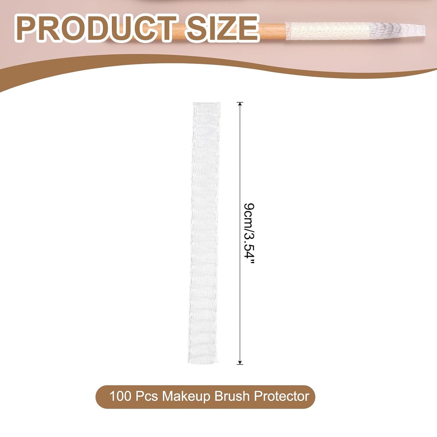 uxcell 100Pcs Makeup Brush Protector, 9cm Plastic Reusable Expandable Mesh Cover for Cosmetic Brush Storage Bud of Rose, Clear
