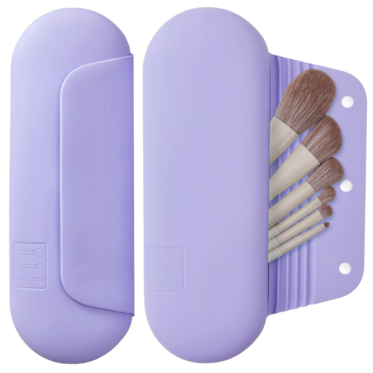 AGIKET Soft Silicone Makeup Brush Holder Large Travel Portable Cosmetic Bag