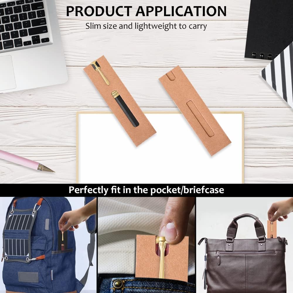 Yitexin 40Pcs Single Pen Sleeve Case Holder, Single Pen Protector Made of Paper, Single Pen Pouch with Window for Display, Pen Packaging Bag (Brown) (Brown)