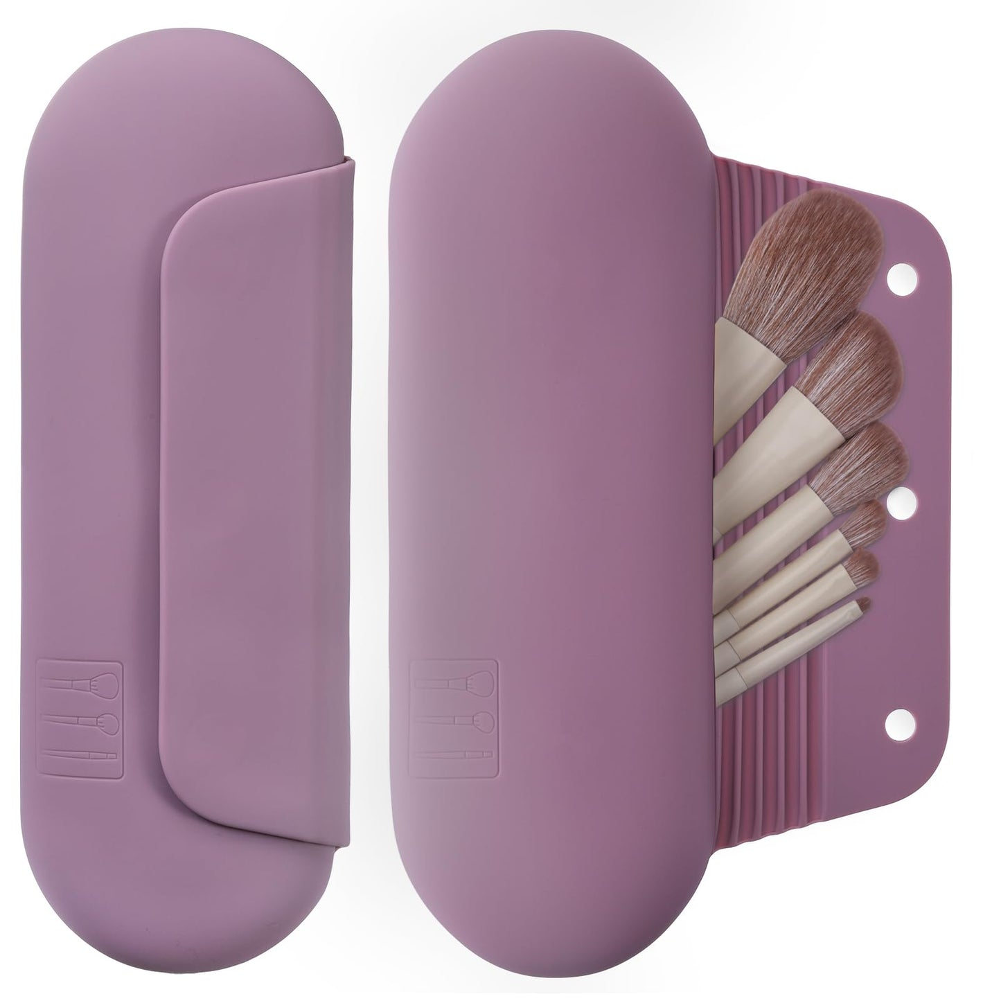 AGIKET Soft Silicone Makeup Brush Holder Large Travel Portable Cosmetic Bag