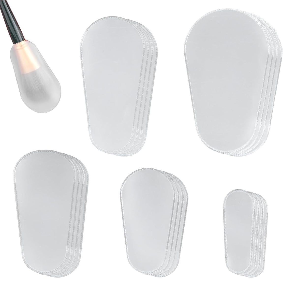 20pcs Makeup Brush Covers, 5 Sizes Clear Make up Brush Protective Protector Sleeves Dustproof Waterproof Cosmetic Brushes Guards Caps for Travel & Daily Storage Organizer
