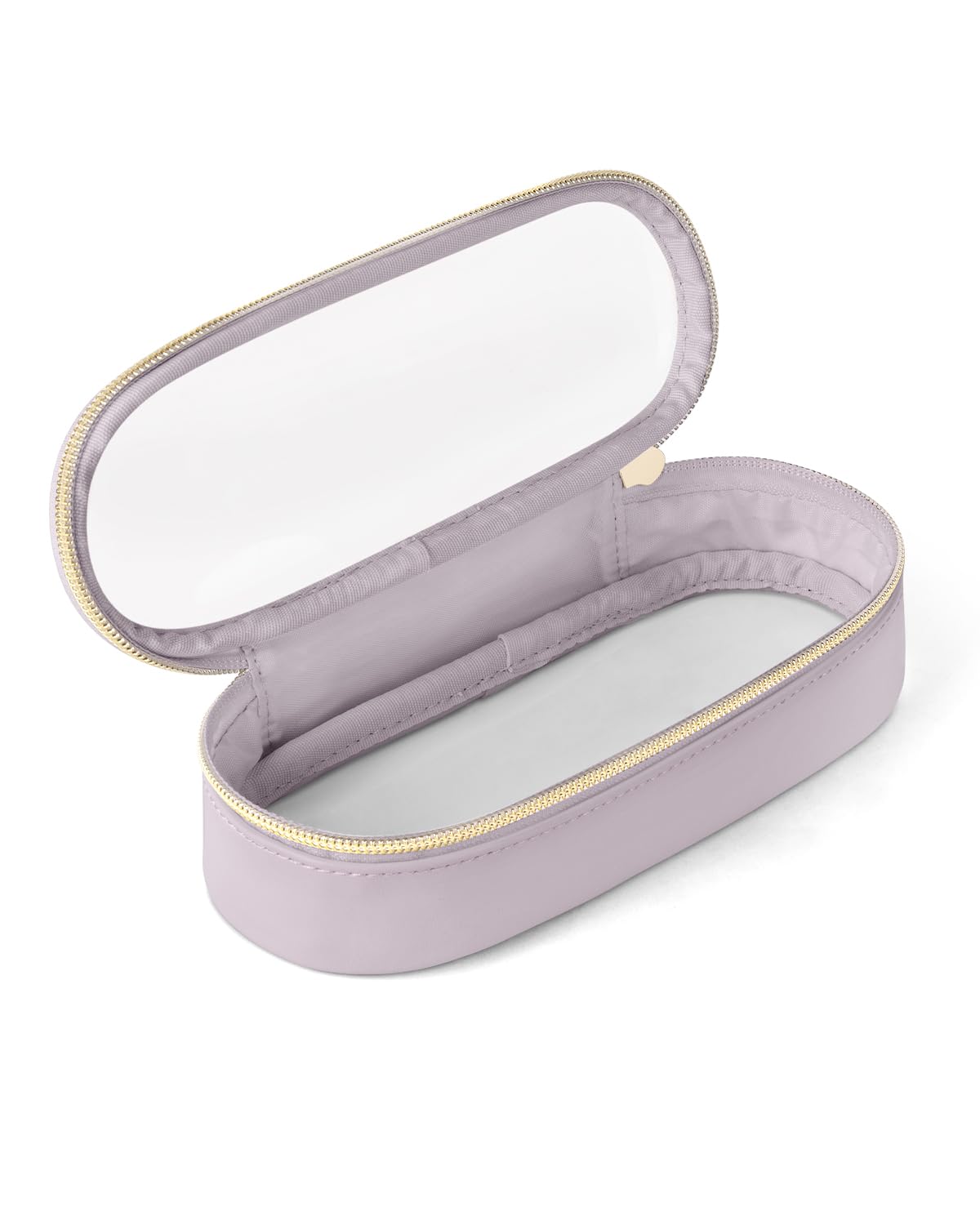Soimeat Clear Travel Makeup Brush Holder, Leather Makeup Brush Toiletry Bag, Portable Cosmetic Brush Case, Transparent Waterproof Makeup Brush Storage Bag, White
