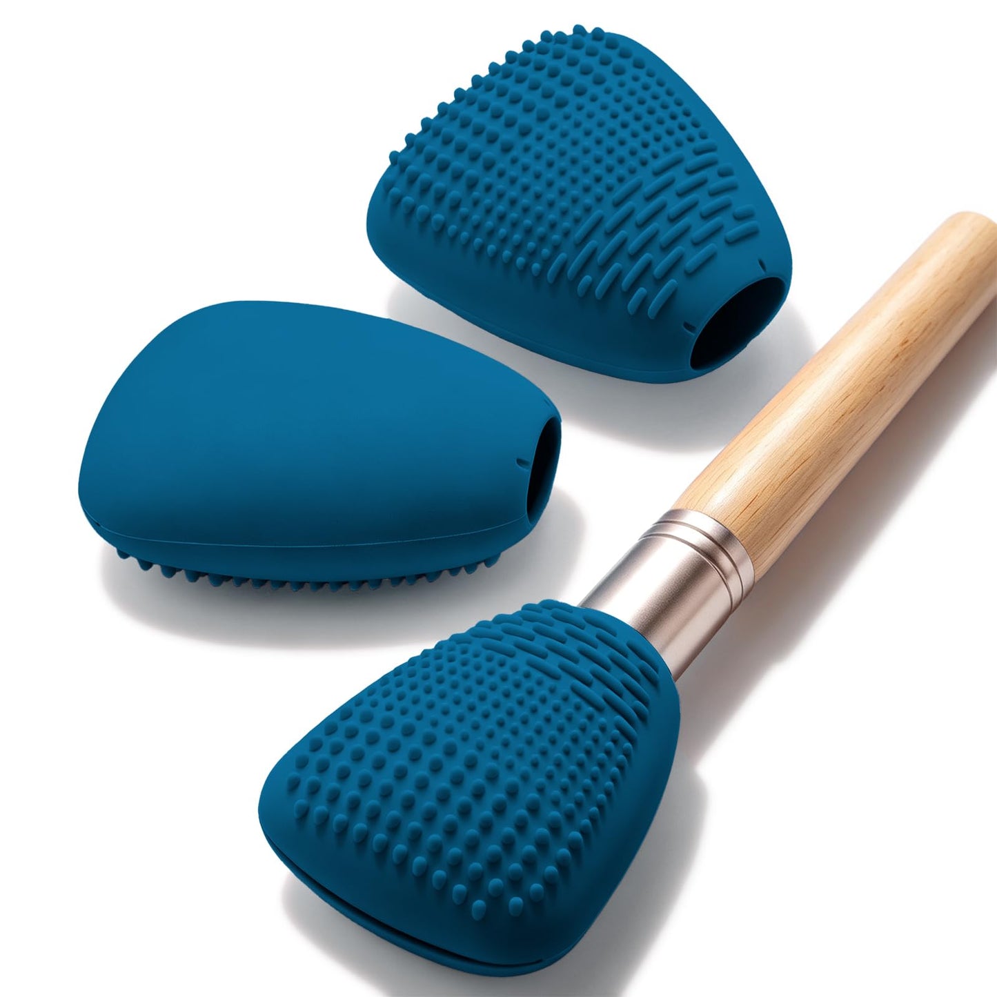 Vidsel Silicone Makeup Brush Covers with Built-in Cleaner Mat, Pink 3-Pack