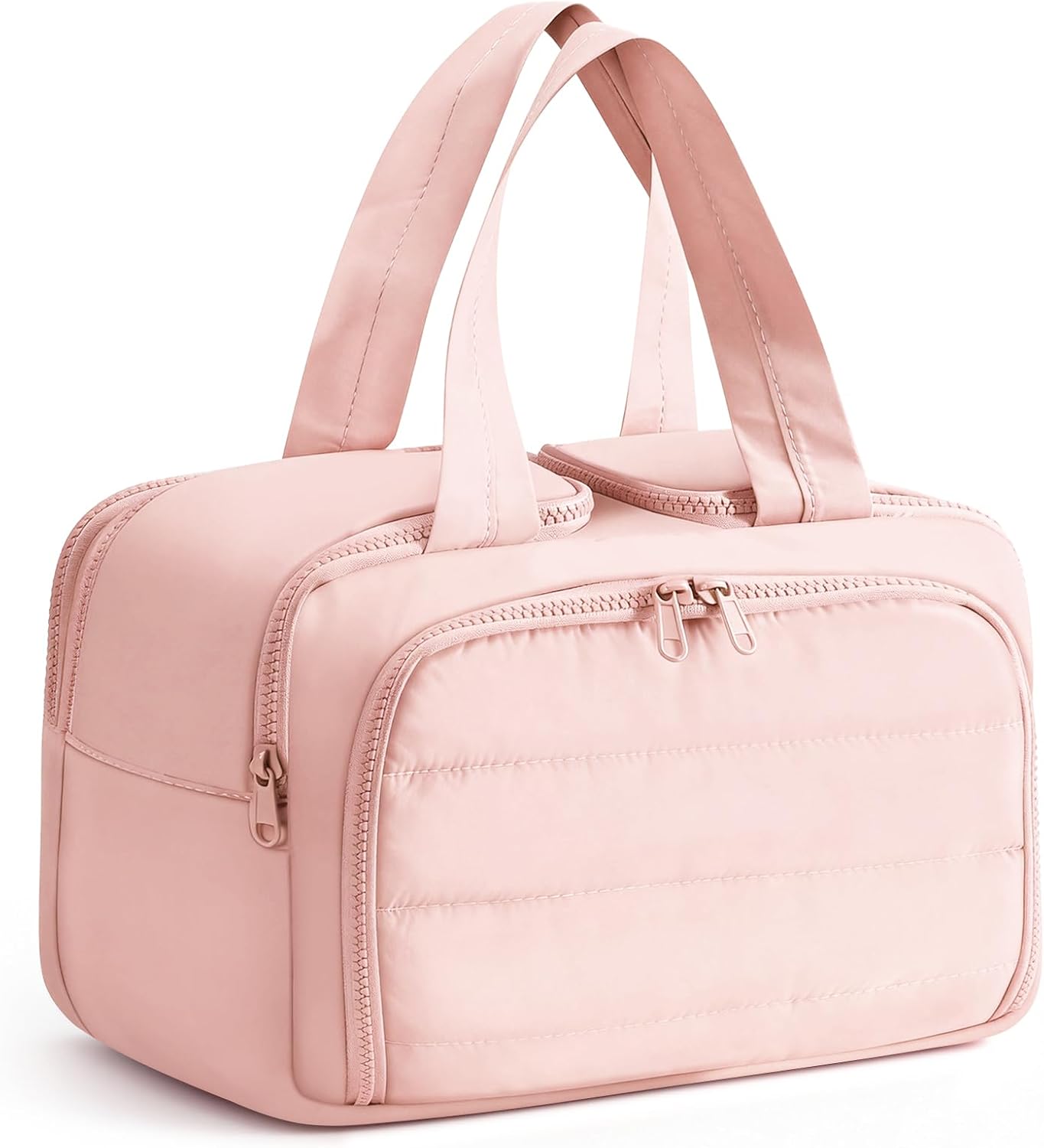 Travel Makeup Bag, Portable Travel Bag with Hanging Hook for Women, Waterproof and Hanging Toiletry Bags Travel Organizer Accessories for Travel Essentials,Pink