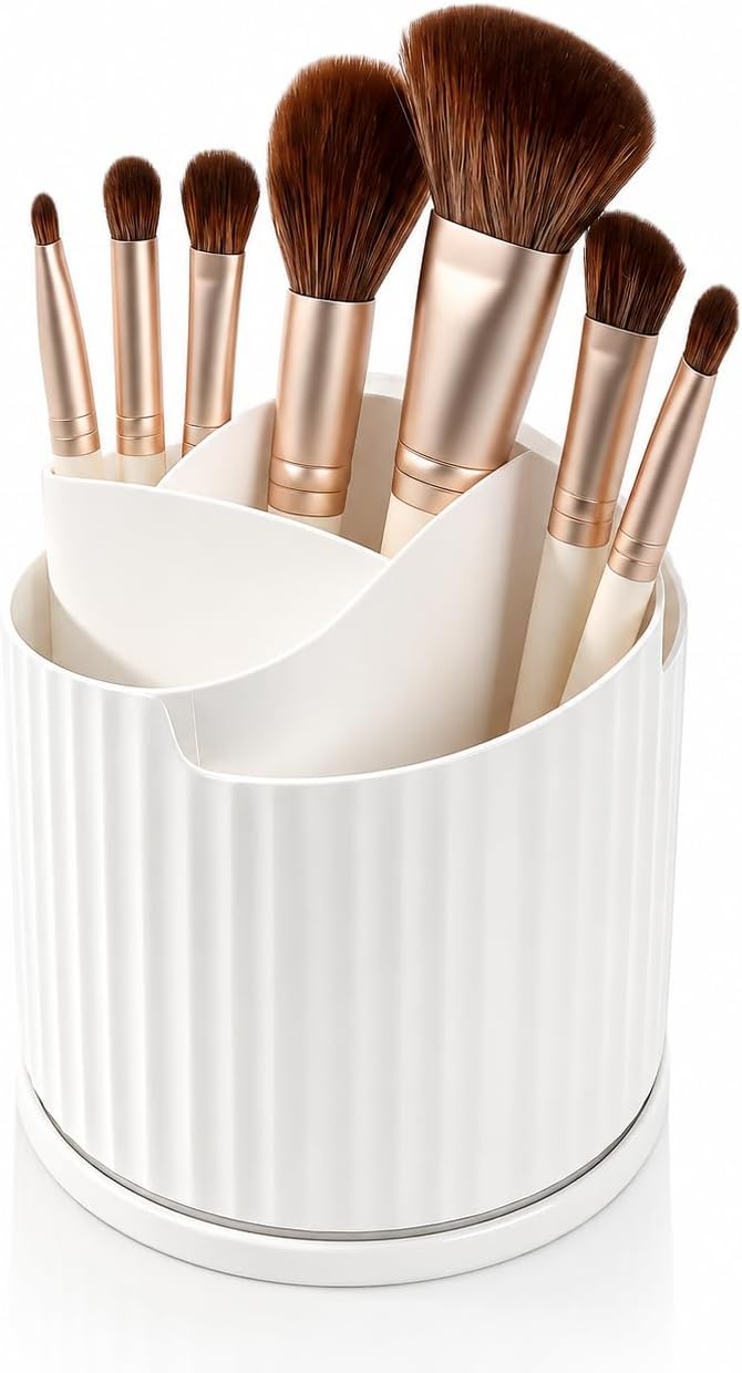 Anyoifax 360 Rotating Makeup Brush Holder Make Up Brushes Organizer, White
