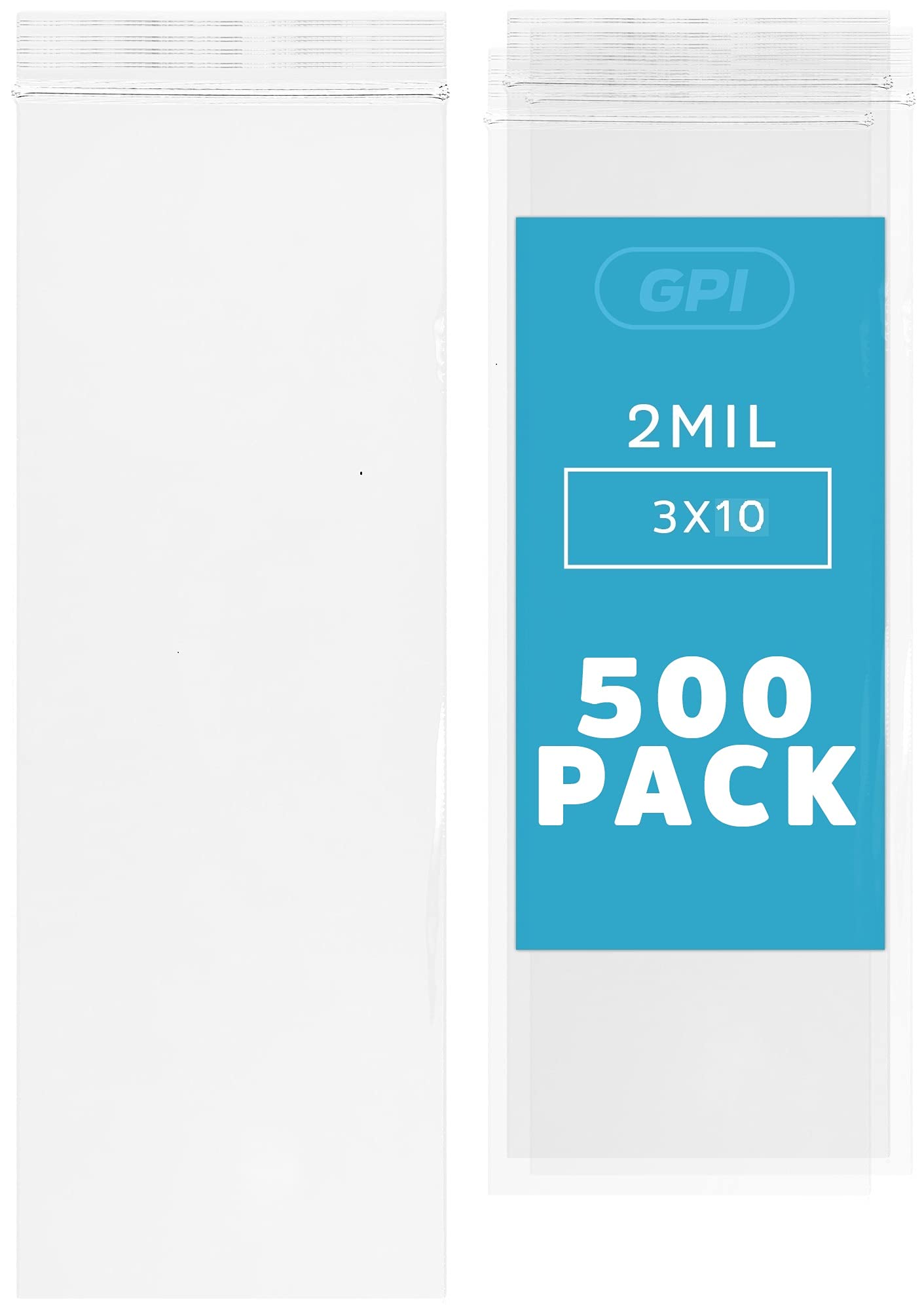 3" x 10" Long Zip Bags, 1000 Pack, Clear Plastic Reclosable Zip Baggies, 2 Mil Thick, Resealable Poly Bags for Packaging Insence, Necklaces, Jewelry & Office Supplies. GPI