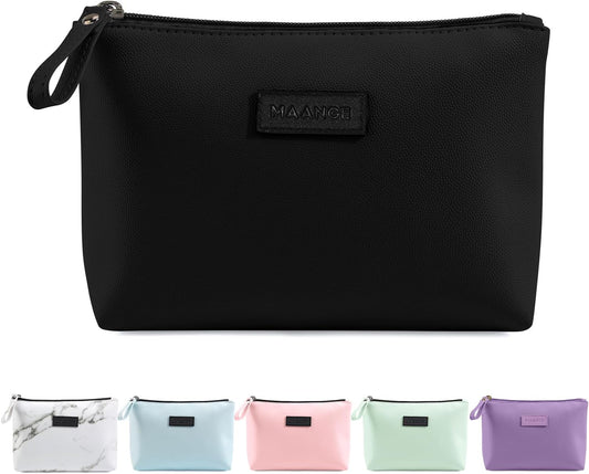 MAANGE Cosmetic Bags for Women Small Makeup Bag for Purse Pu Leather Makeup Pouch Travel Makeup Bag with Zipper Make Up Bag for Travelling