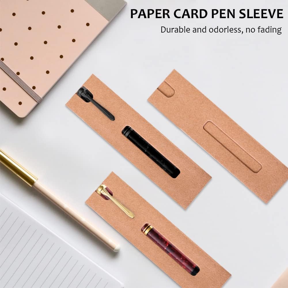 Yitexin 40Pcs Single Pen Sleeve Case Holder, Single Pen Protector Made of Paper, Single Pen Pouch with Window for Display, Pen Packaging Bag (Brown) (Brown)