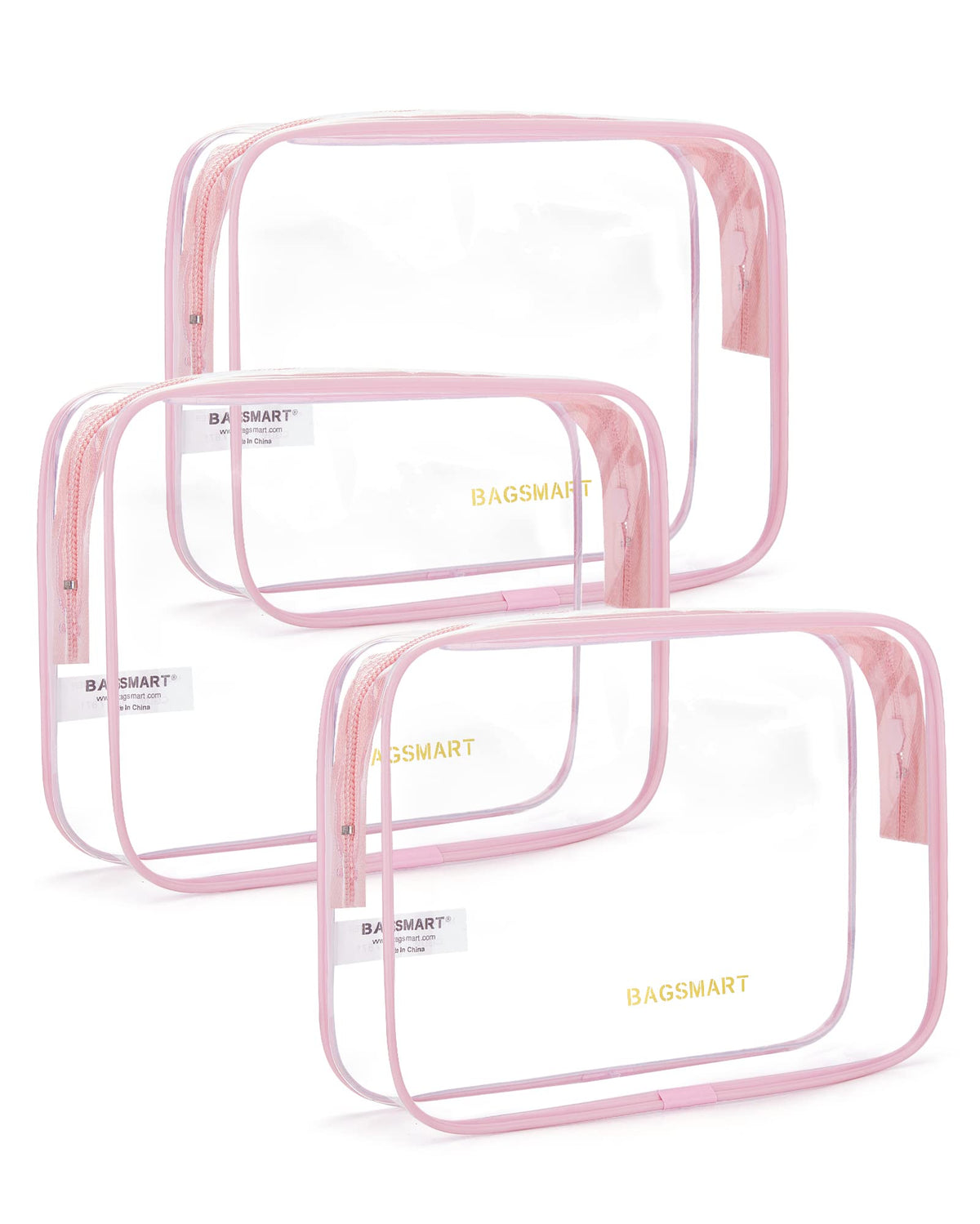 BAGSMART Clear Toiletry Bag 2-Pack TSA Approved Water-Repellent, Black
