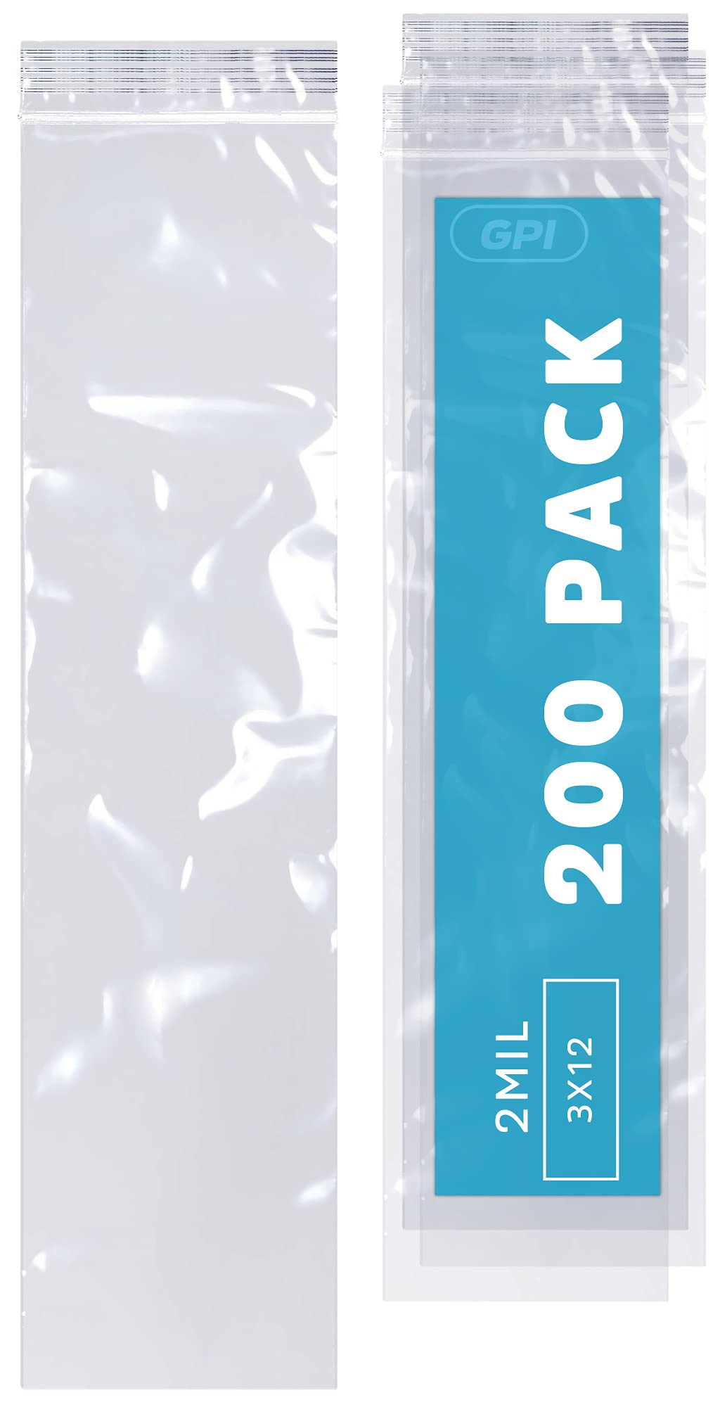 3" x 10" Long Zip Bags, 1000 Pack, Clear Plastic Reclosable Zip Baggies, 2 Mil Thick, Resealable Poly Bags for Packaging Insence, Necklaces, Jewelry & Office Supplies. GPI