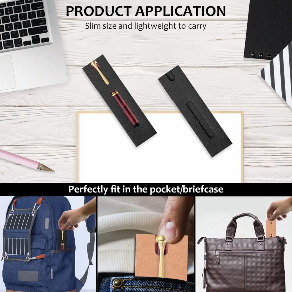 Yitexin 20Pcs Single Pen Sleeve Case Holder, Single Pen Pouch with Window for Display, Single Pen Protector Made of Paper, Pen Packaging Bag (Black)