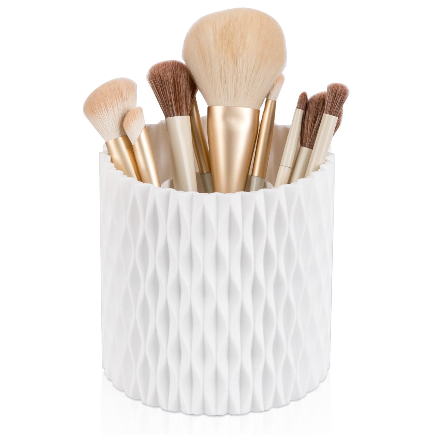 360 Rotating Makeup Brush Holder Make Up Brushes Organizer, Stripe White