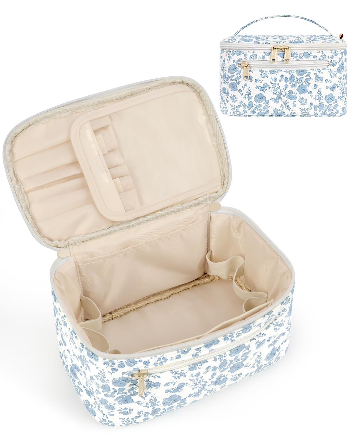 Wandering Nature Makeup Bag, Women Travel Make Up Vanity Case with Handle