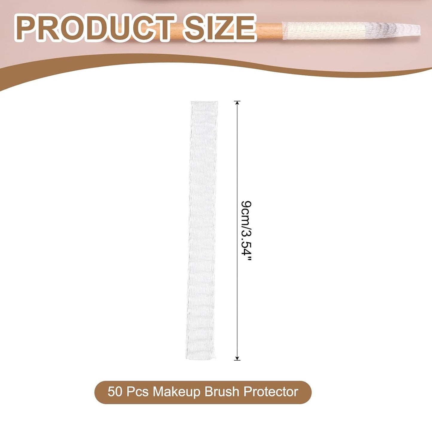 uxcell 50Pcs Makeup Brush Protector, 9cm Plastic Reusable Expandable Mesh Cover for Cosmetic Brush Storage Bud of Rose, Clear