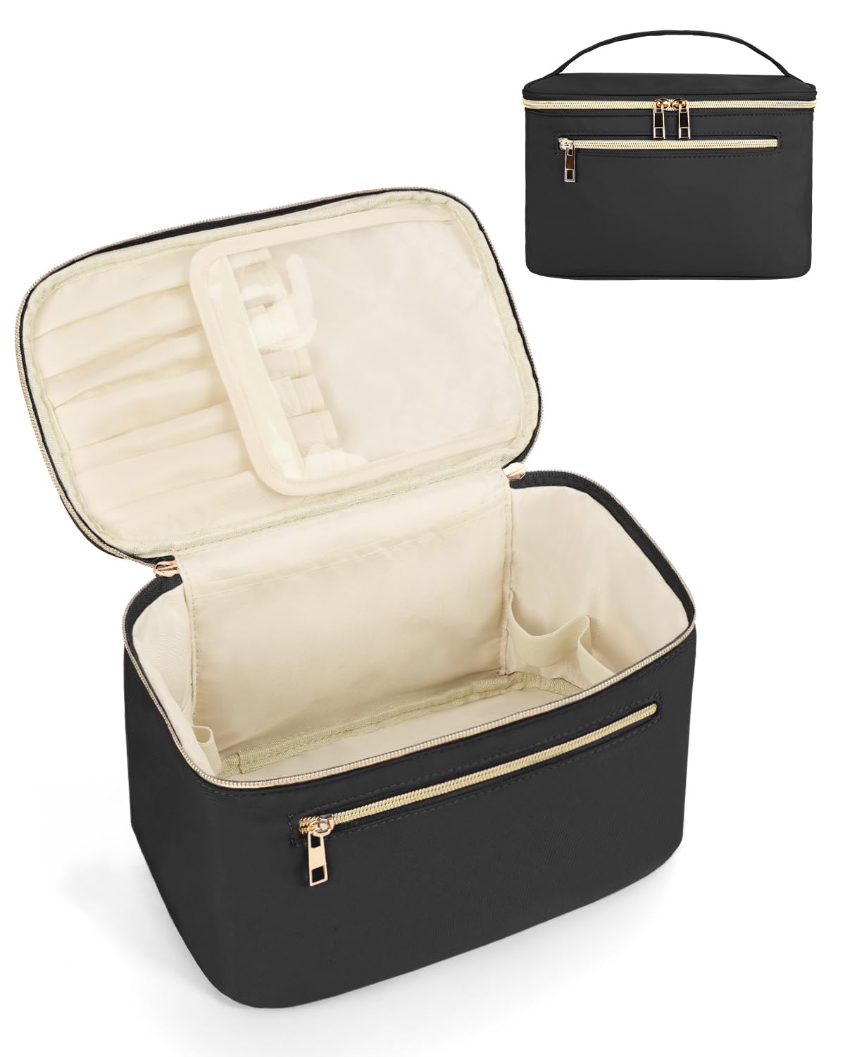 Wandering Nature Makeup Bag, Women Travel Make Up Vanity Case with Handle