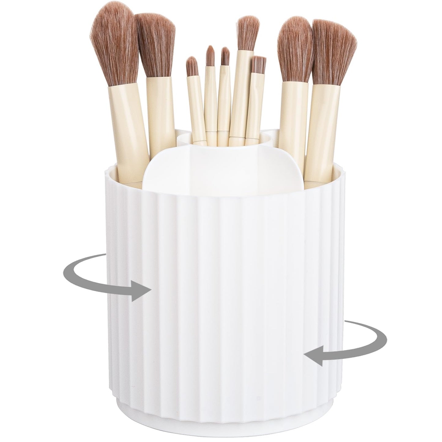 360 Rotating Makeup Brush Holder Make Up Brushes Organizer, Stripe White