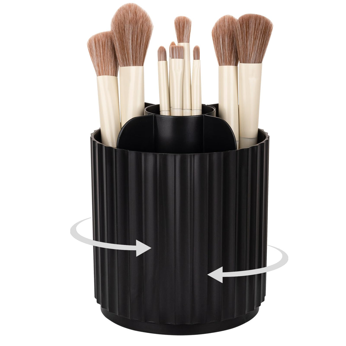 360 Rotating Makeup Brush Holder Make Up Brushes Organizer, Stripe White