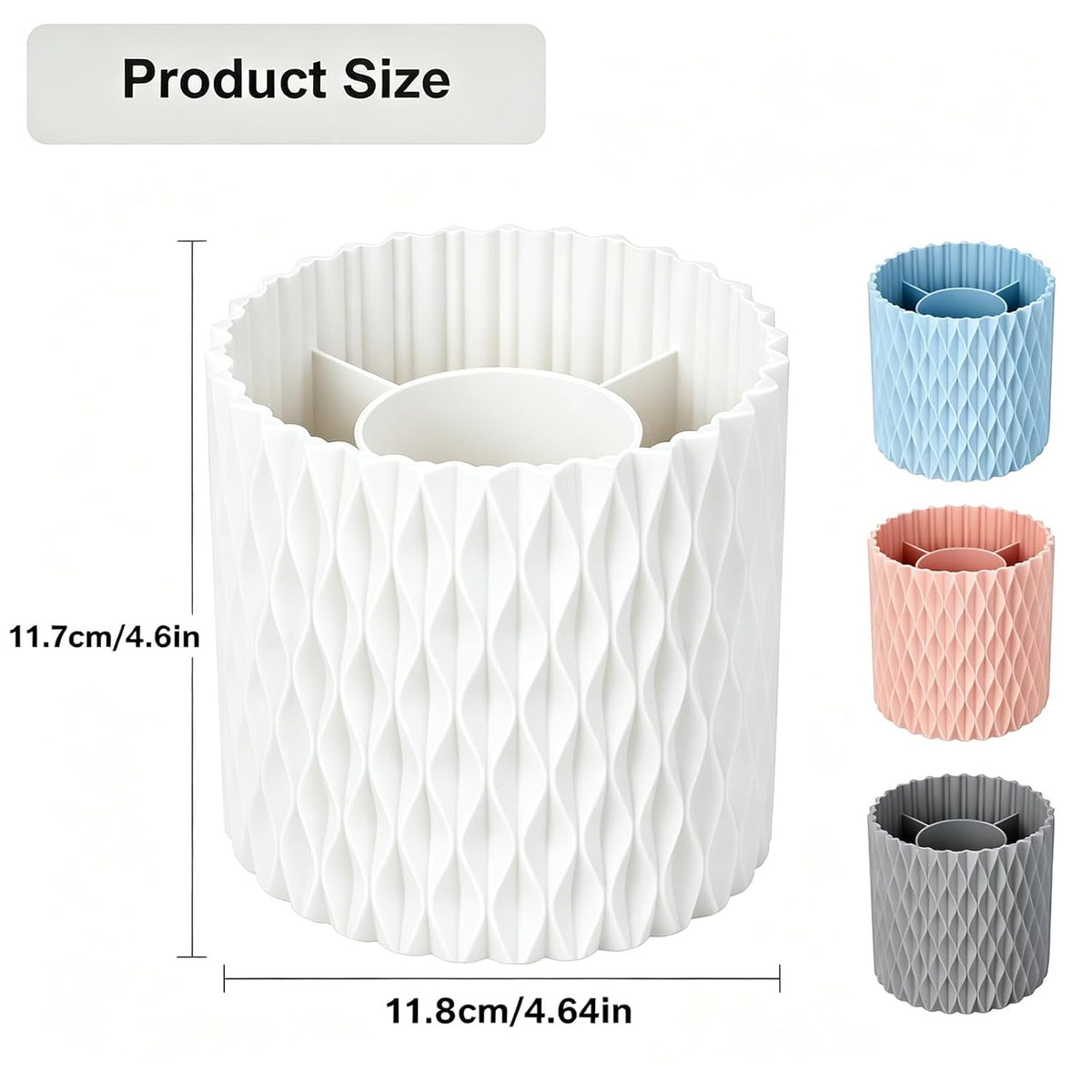 Makeup Brush Holder Organizer - 360° Rotating, 5-Slot Brush Cup for Cosmetics, Lipsticks, Pens | Vanity & Desk Organizer (White)