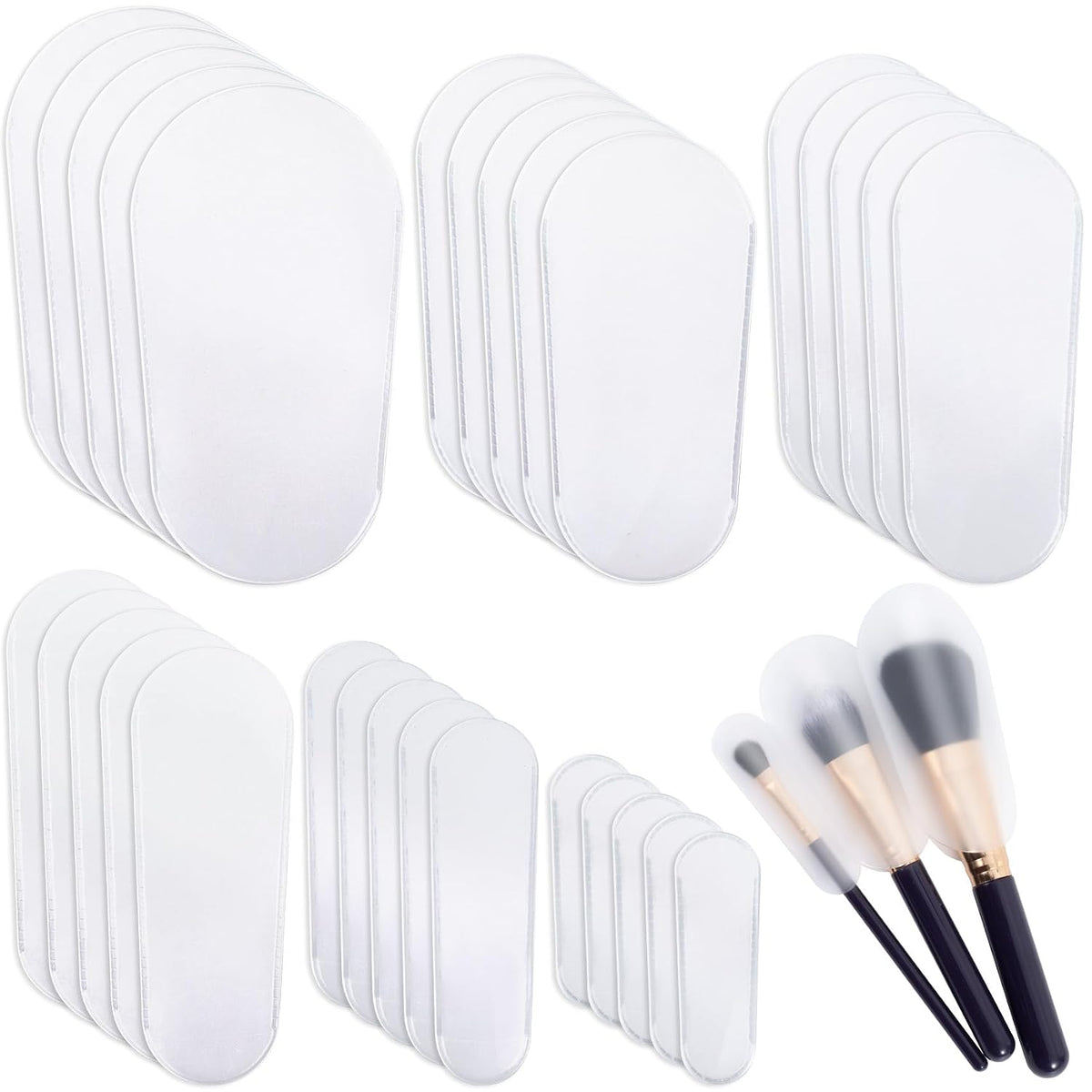 SmallCat 30 Pcs Makeup Brush Covers for Travel, Makeup Brush Cover, Clear Make Up Brush Protective Protector Sleeve for Daily Storage Organizer and Travel (Clear, 5 Sizes)