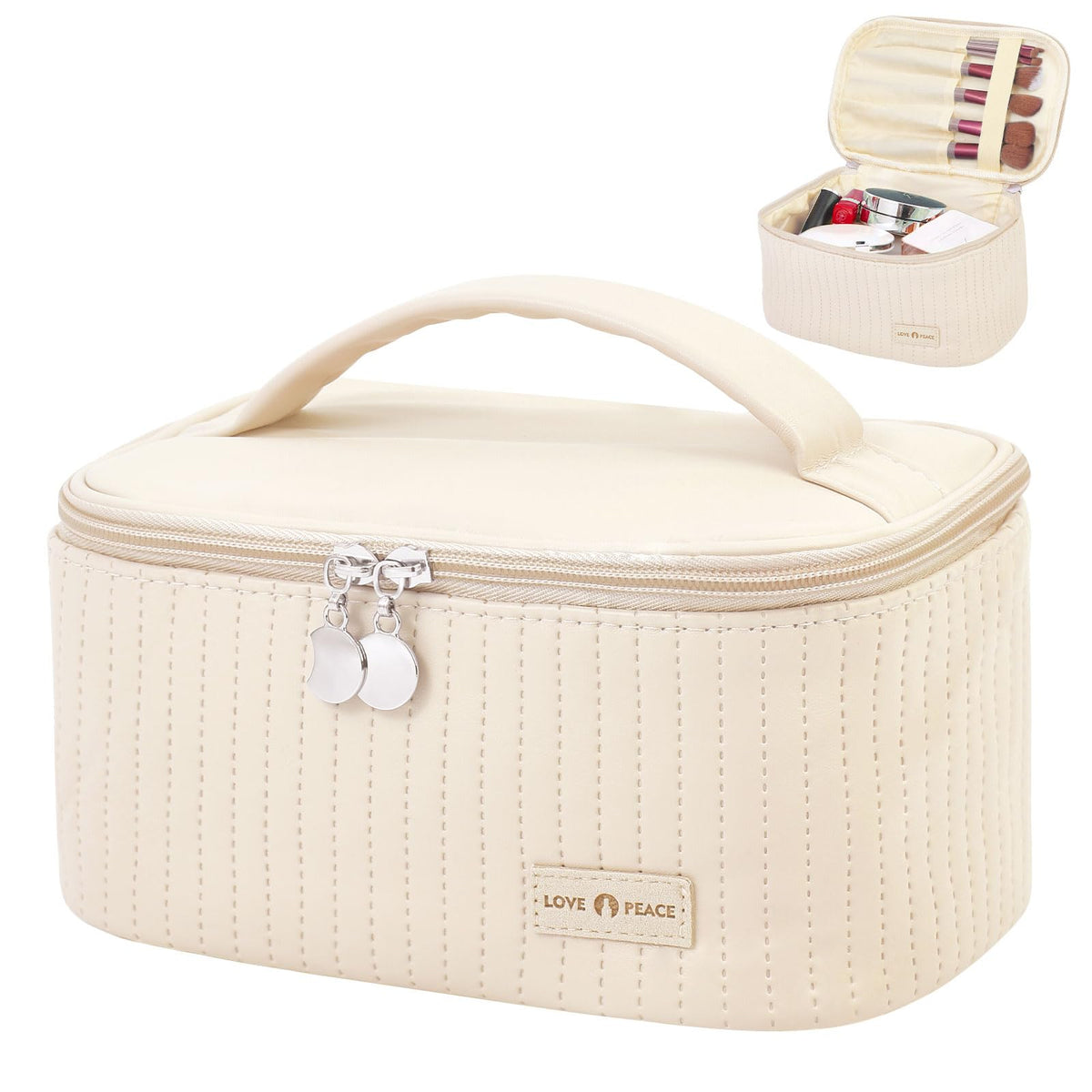 Makeup Bag Travel Cosmetic Bag, Large Capacity Makeup Organizer Bag and Storage, Portable PU Leather Pouch Toiletry Bag Make up Organizer, Cosmetic Bags for Women