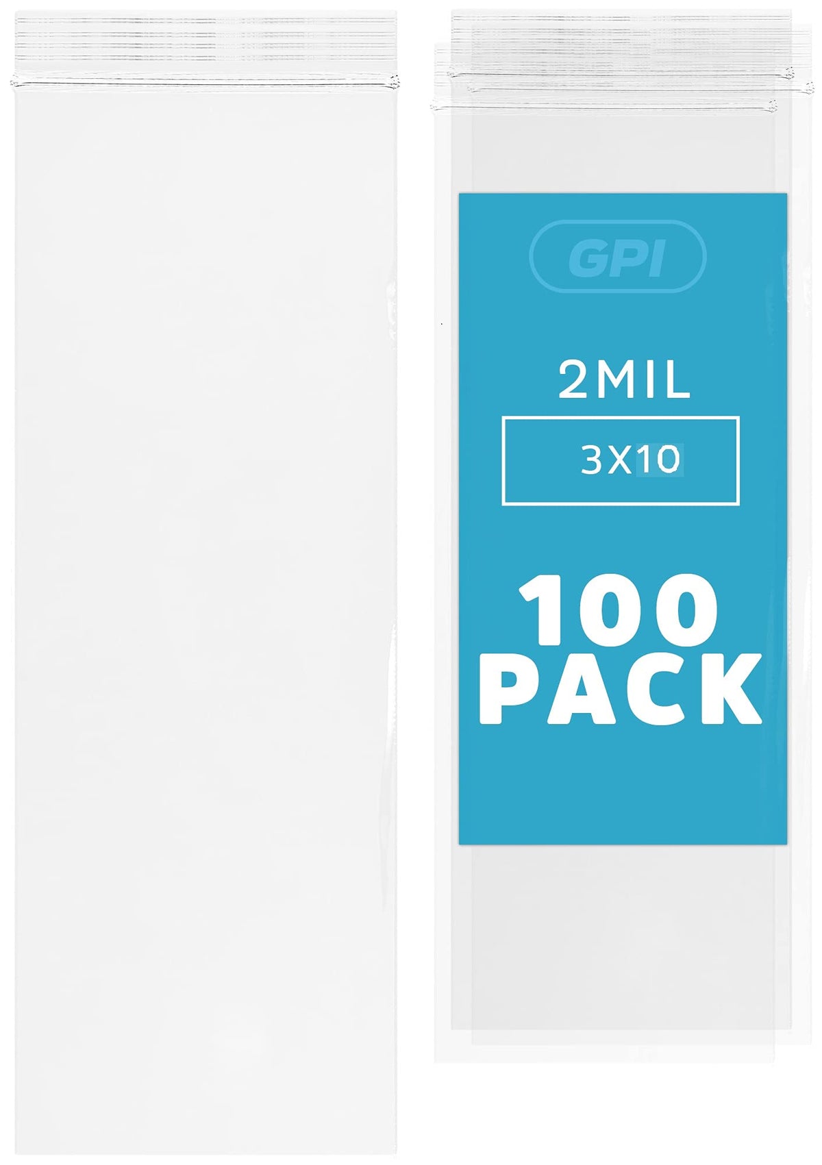 3" x 10" Long Zip Bags, 1000 Pack, Clear Plastic Reclosable Zip Baggies, 2 Mil Thick, Resealable Poly Bags for Packaging Insence, Necklaces, Jewelry & Office Supplies. GPI