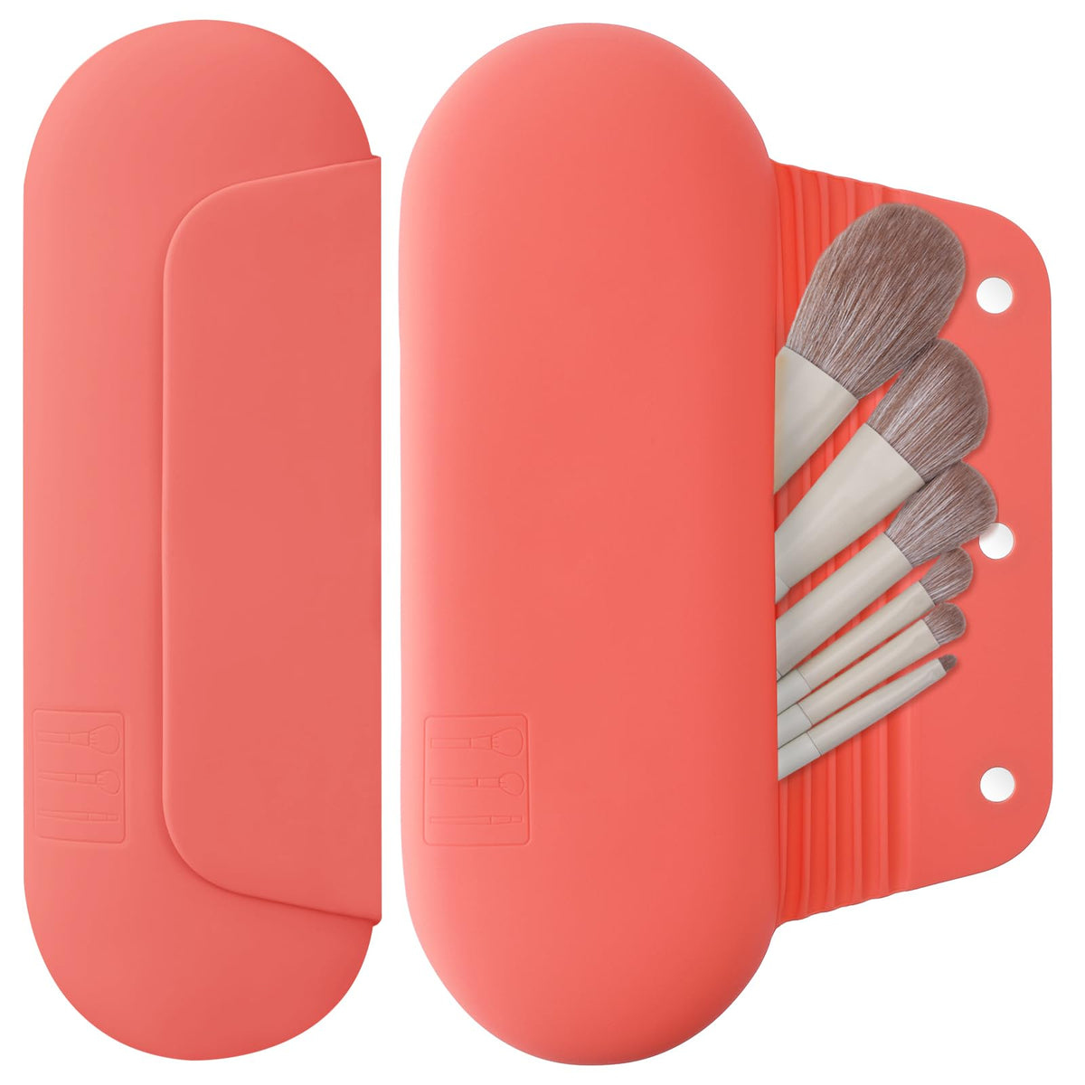 AGIKET Soft Silicone Makeup Brush Holder Large Travel Portable Cosmetic Bag