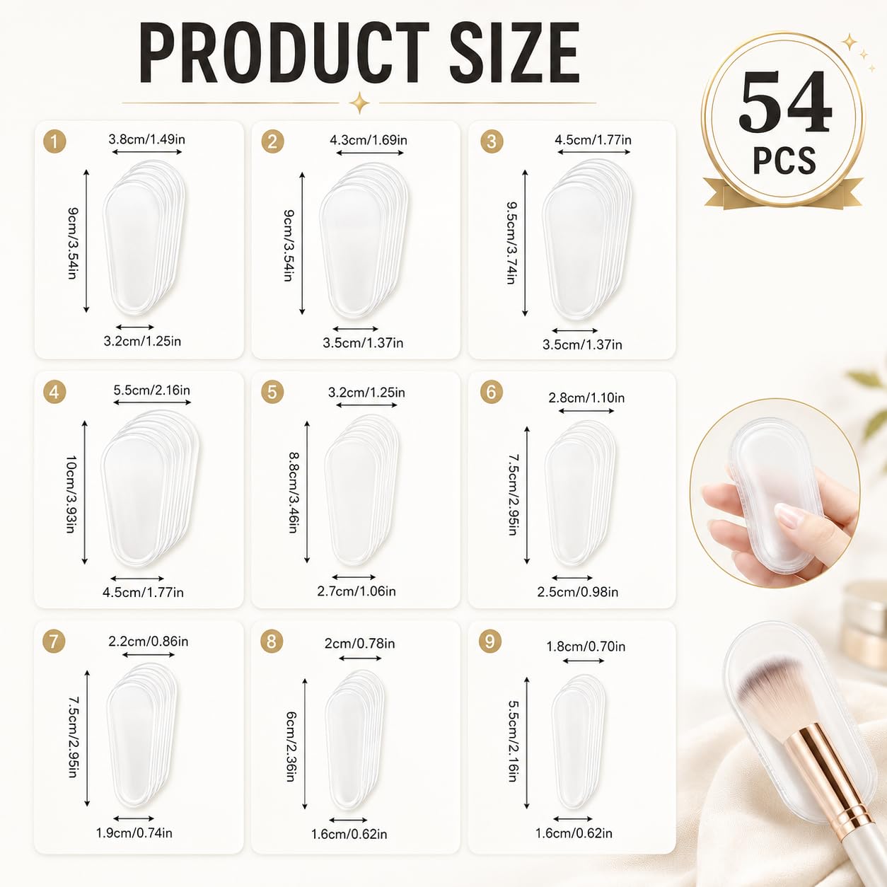 Makeup Brush Covers 54 Pcs 9 Sizes Clear Brush Guard Set for Travel