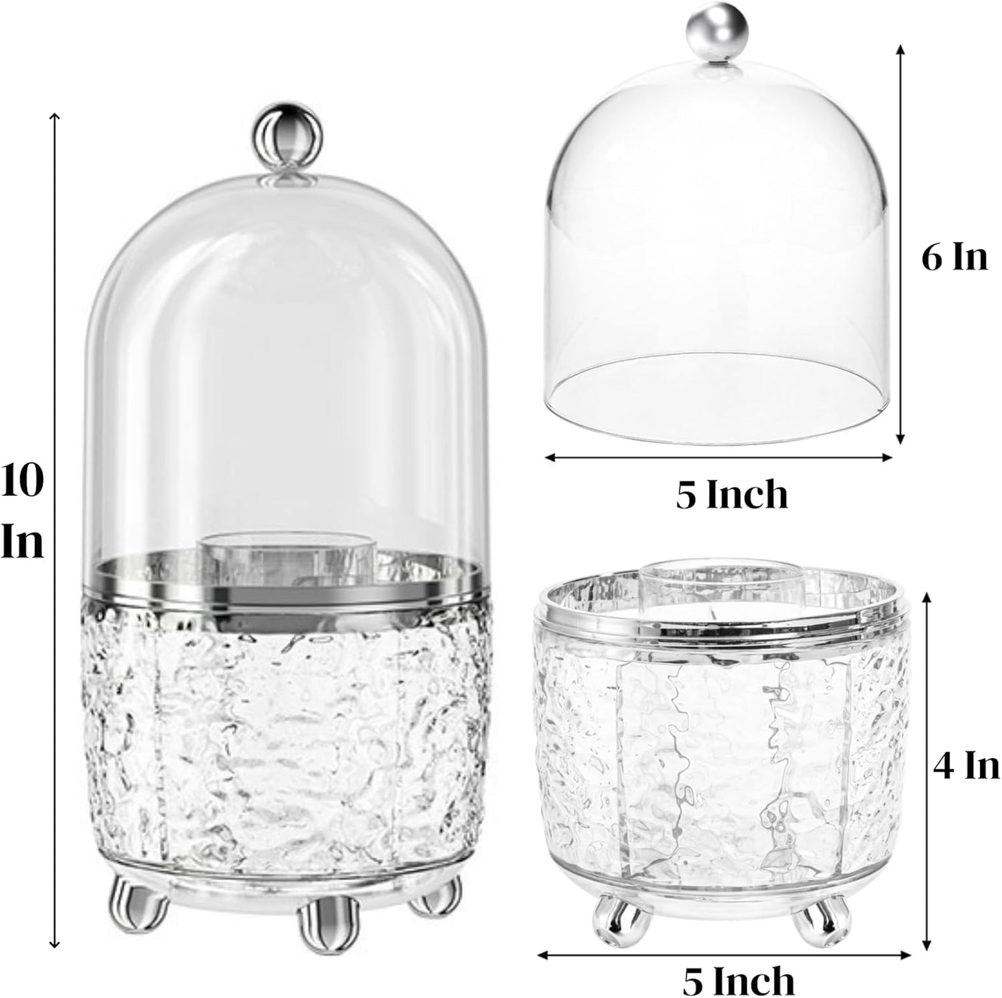 Eorbow Rotating Makeup Brush Holder, Dustproof Cosmetic Tools Organizer with Lid, 360° Spinning Covered Brushes Storage with Anti-slip Pads for Vanity, Bathroom Countertop & Bedside Table, Clear