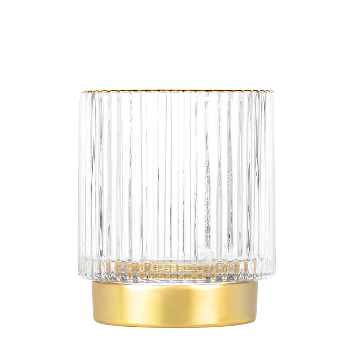 DASITON Makeup Brush holder Organizer,Crystal Cosmetic Makeup Brush Glass Brushes Storage Holder, Vintage Make Up Brush Cup Pen Pencil Holder striped vase(Coffee L)